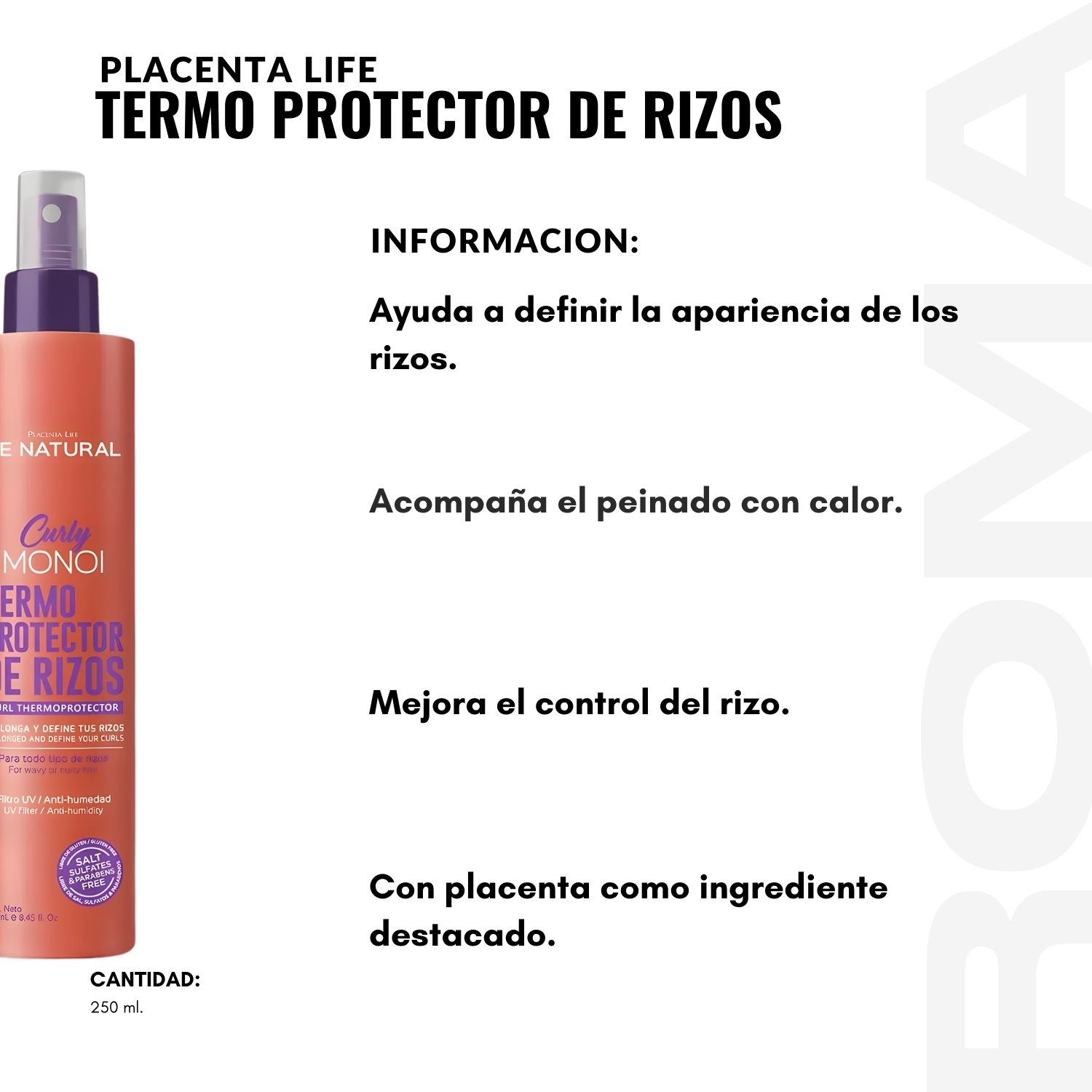 PACK 2 TERMO PROTECTOR DE RIZOS 250ML PLACENTA LIFE - 2