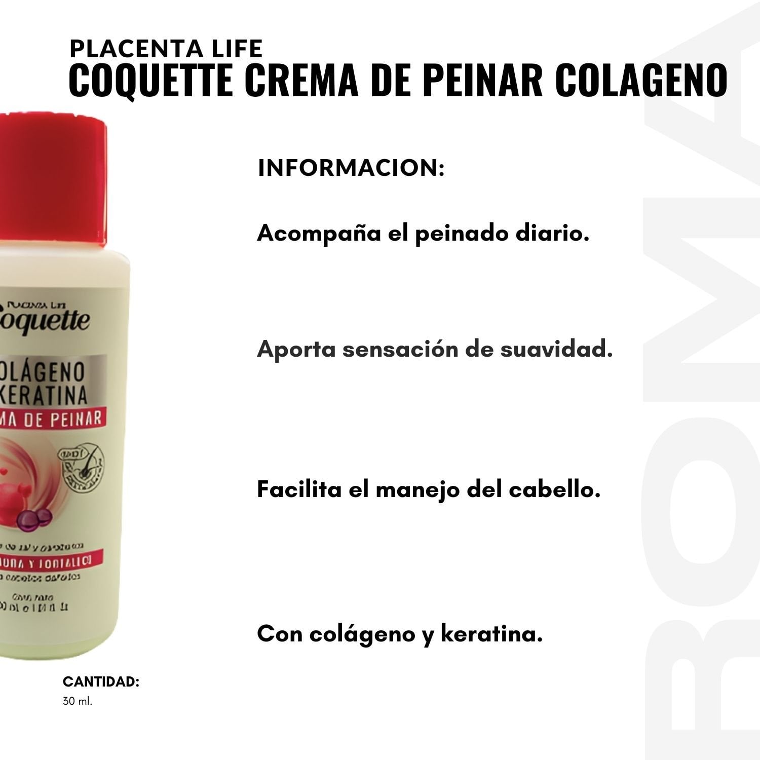 PACK 3 COQUETTE CREMA DE PEINAR COLAGENO 30ML PLACENTA LIFE - 2