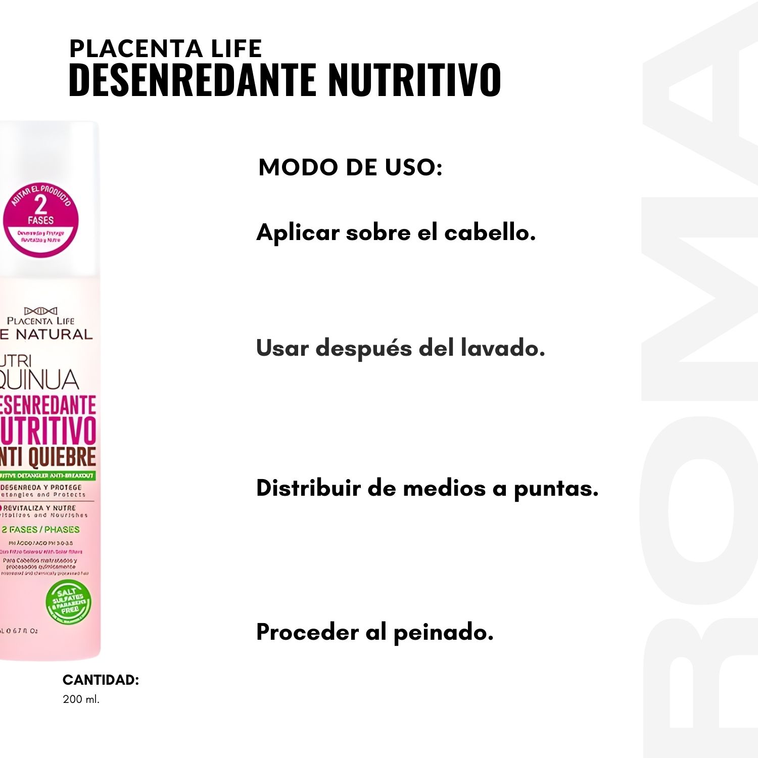PACK 3 DESENREDANTE NUTRITIVO 200ML PLACENTA LIFE - 3