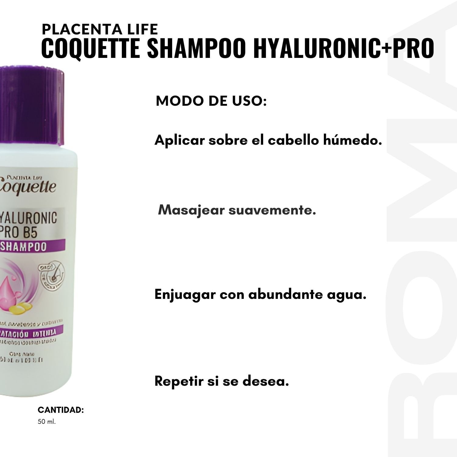 PACK 3 COQUETTE SHAMPOO HYALURONIC 50ML PLACENTA LIFE - 3
