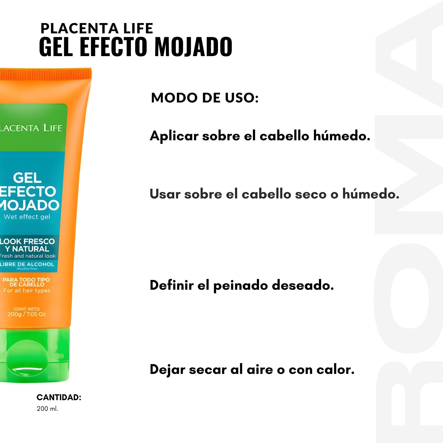 GEL EFECTO MOJADO 200ML PLACENTA LIFE - 3