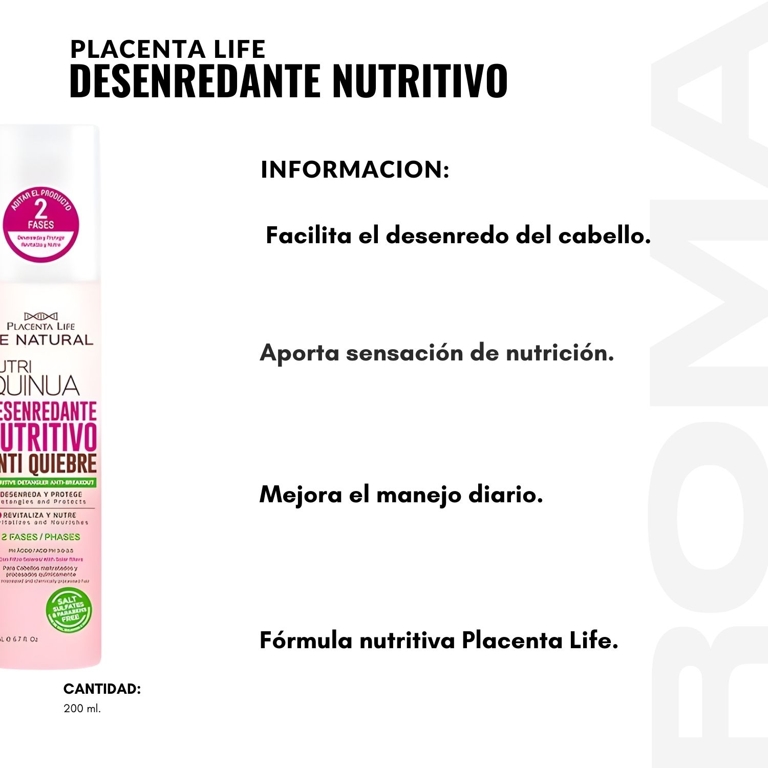 PACK 2 DESENREDANTE NUTRITIVO 200ML PLACENTA LIFE - 2