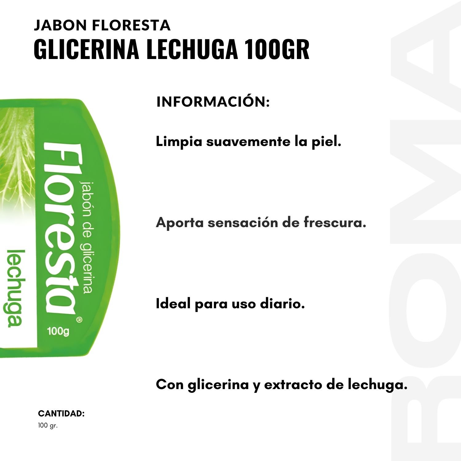 PACK 3 JABÓN CON GLICERINA LECHUGA 100G FLORESTA - 2