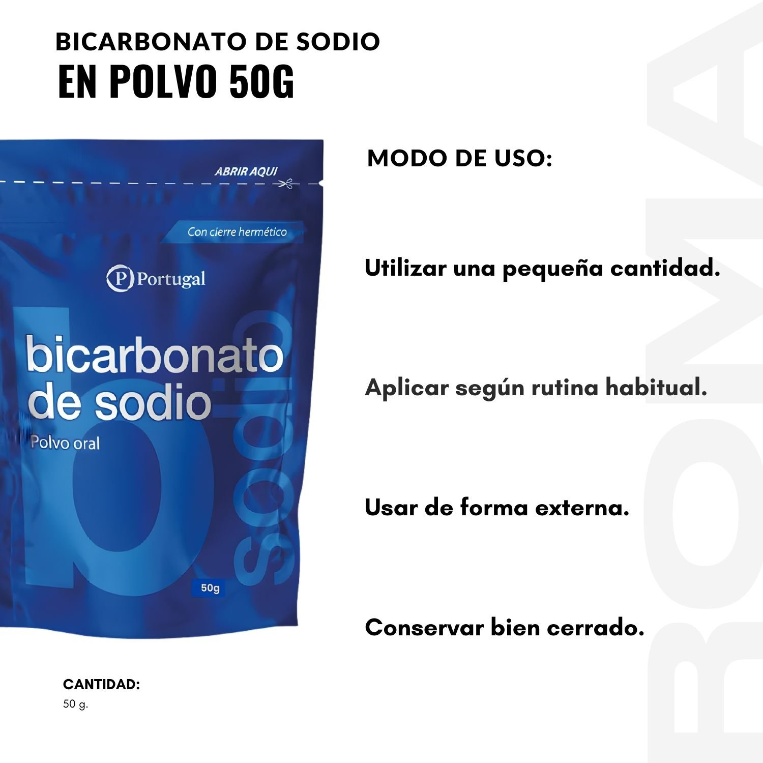 PACK 3 BICARBONATO DE SODIO EN POLVO 50G PORTUGAL - 3