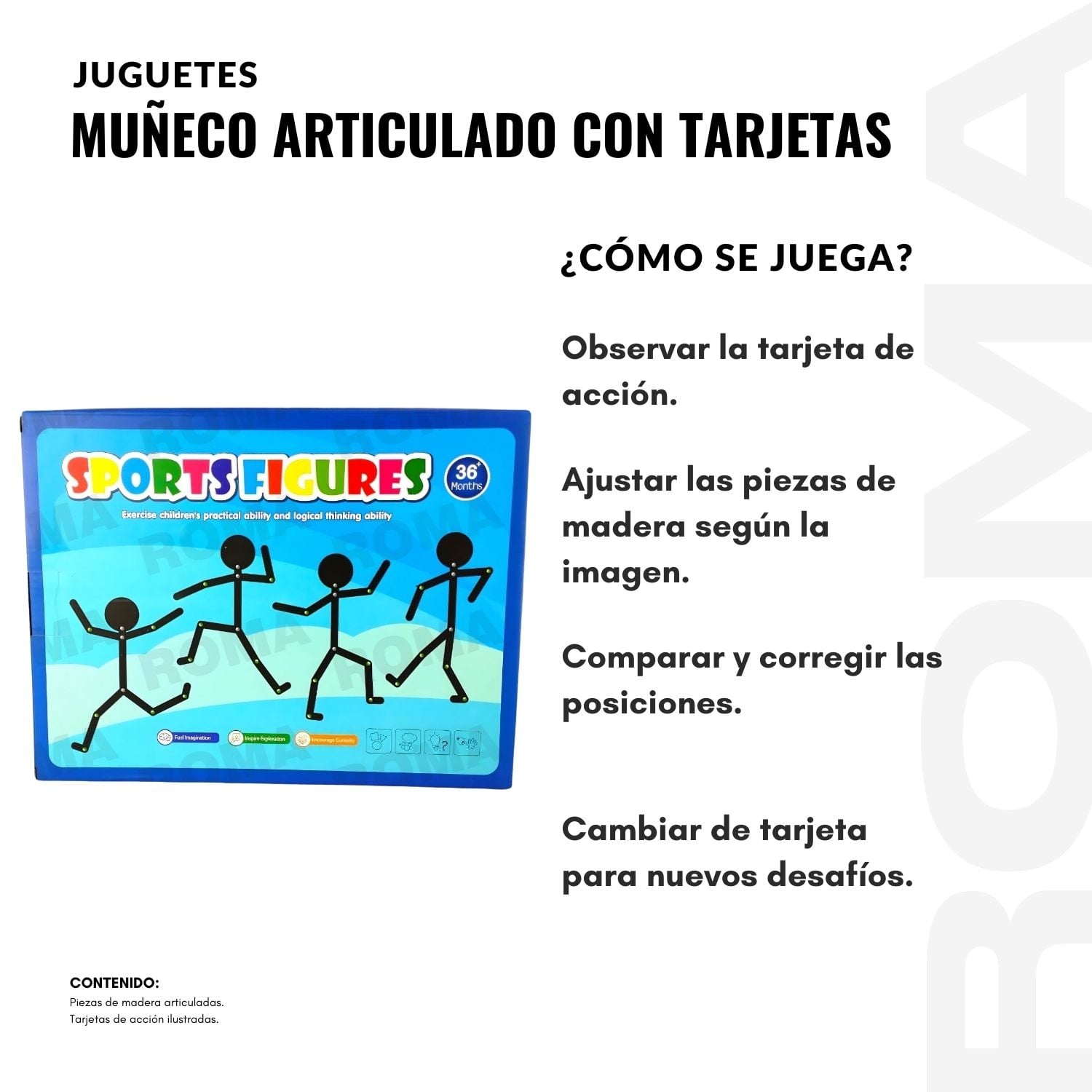 MUÑECO ARTICULADO CON TARJETAS - JUEGO DIDÁCTICO - 3