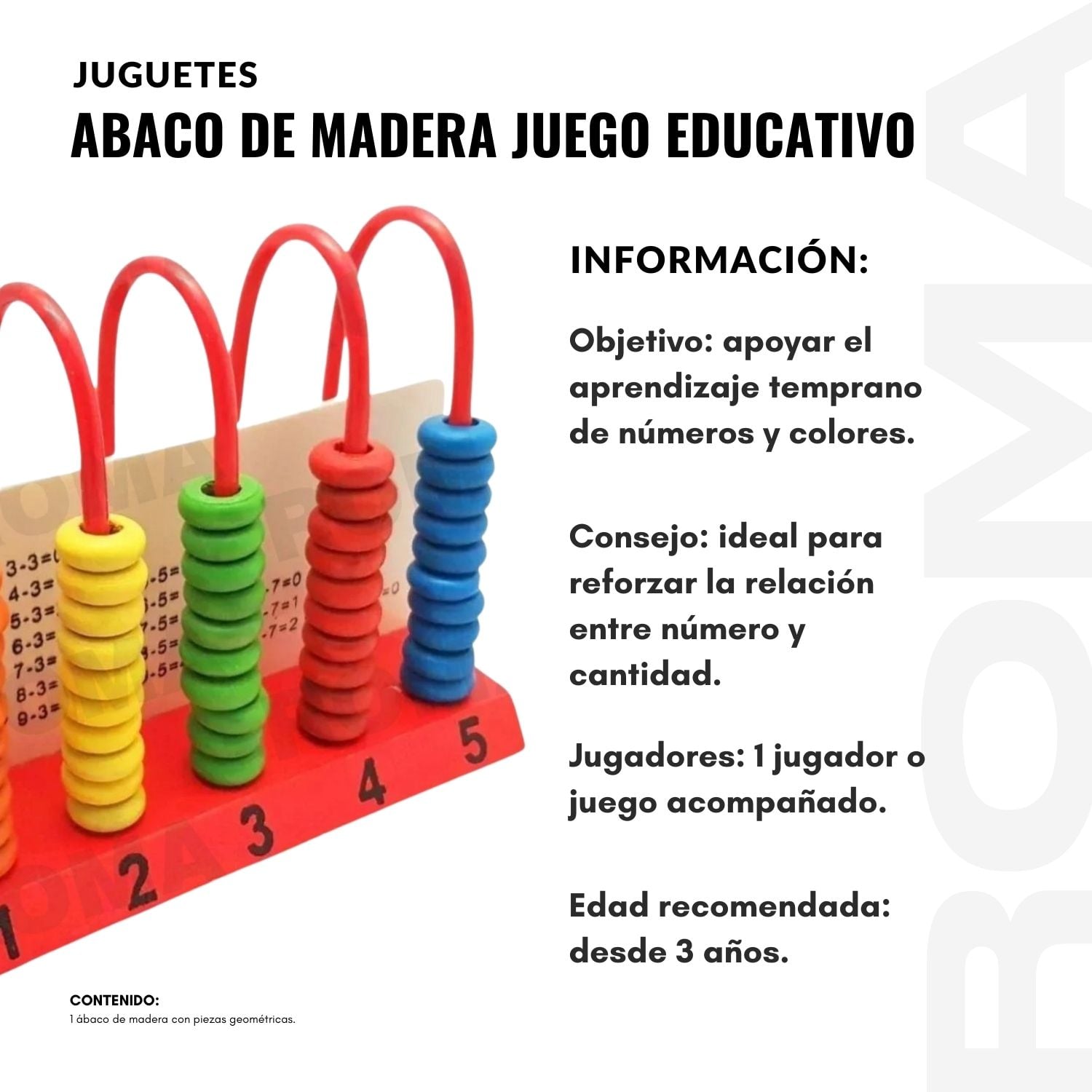 ABACO DE MADERA X5 - JUEGO DIDÁCTICO - 2