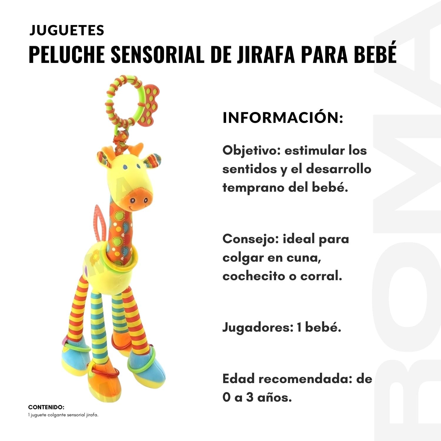 PELUCHE SENSORIAL DE JIRAFA PARA BEBÉ - 2