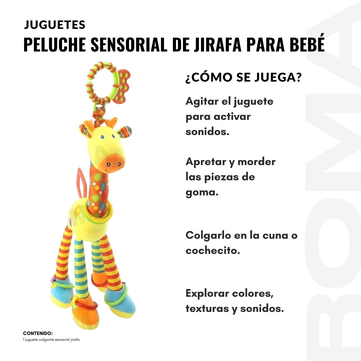 PELUCHE SENSORIAL DE JIRAFA PARA BEBÉ - 3