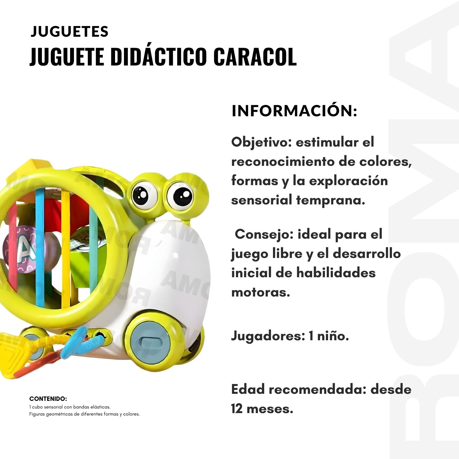 JUGUETE DIDÁCTICO CARACOL CON RUEDA Y LIGAS - 2