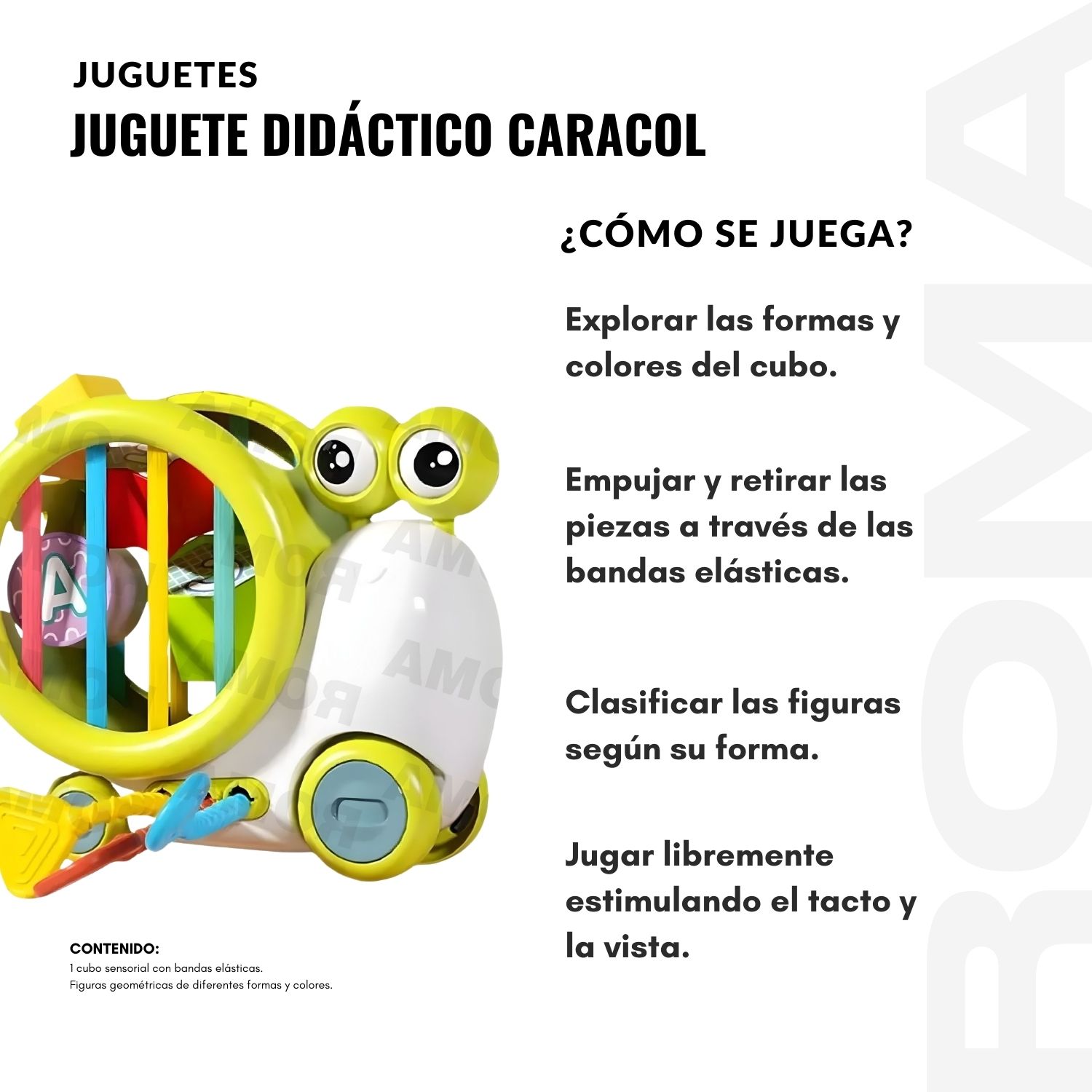 JUGUETE DIDÁCTICO CARACOL CON RUEDA Y LIGAS - 3