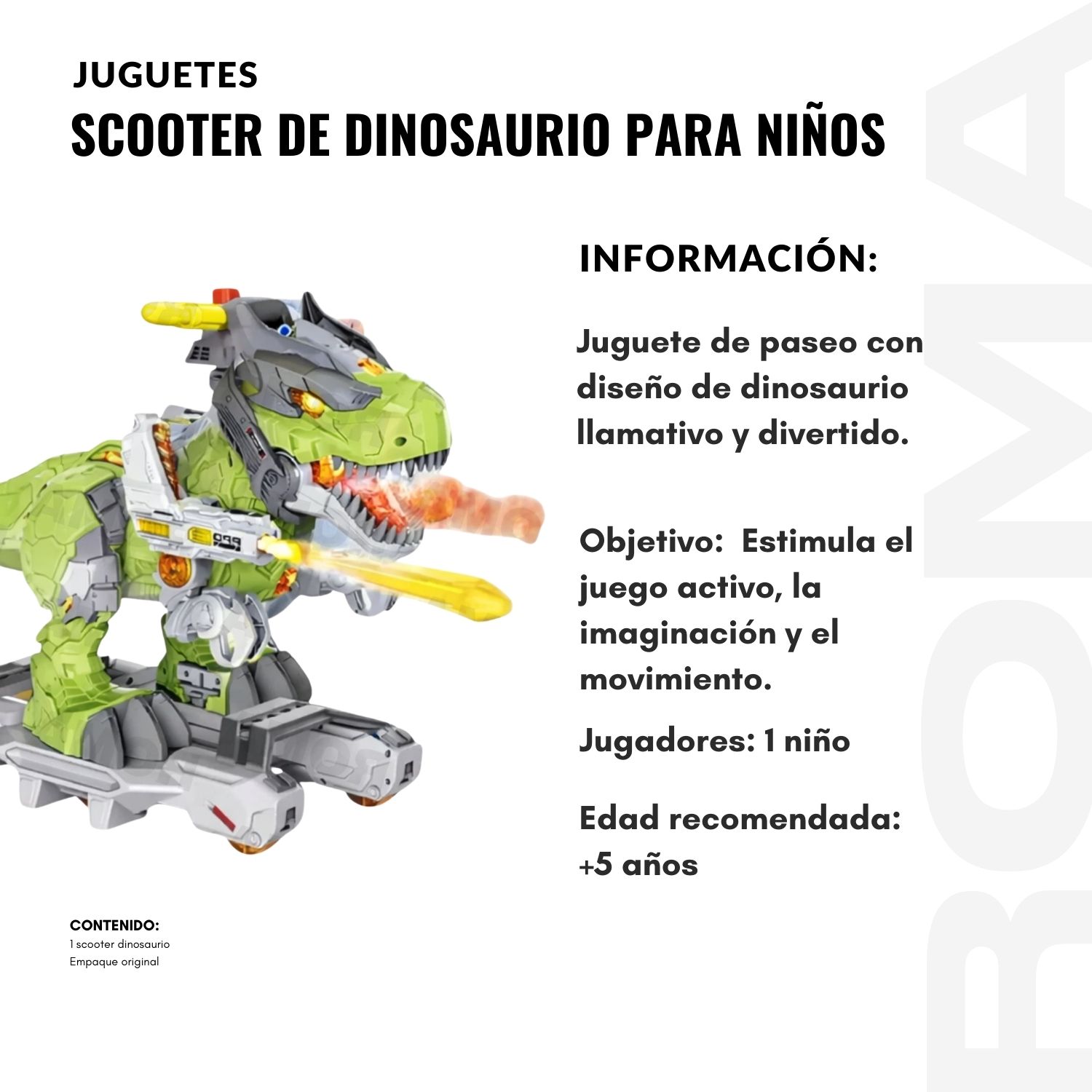 SCOOTER DE DINOSAURIO BOTA HUMO PARA NIÑOS - 2