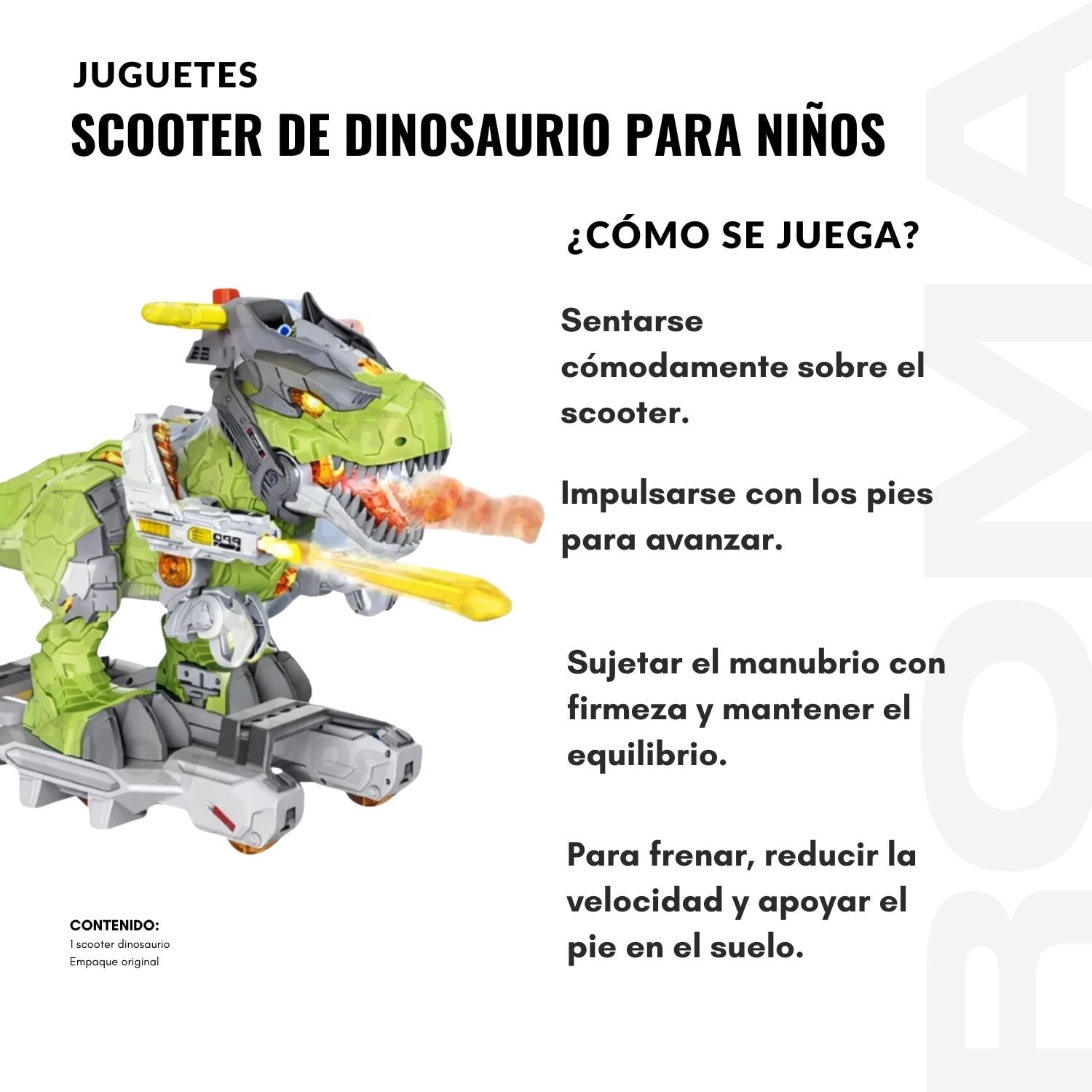 SCOOTER DE DINOSAURIO BOTA HUMO PARA NIÑOS - 3