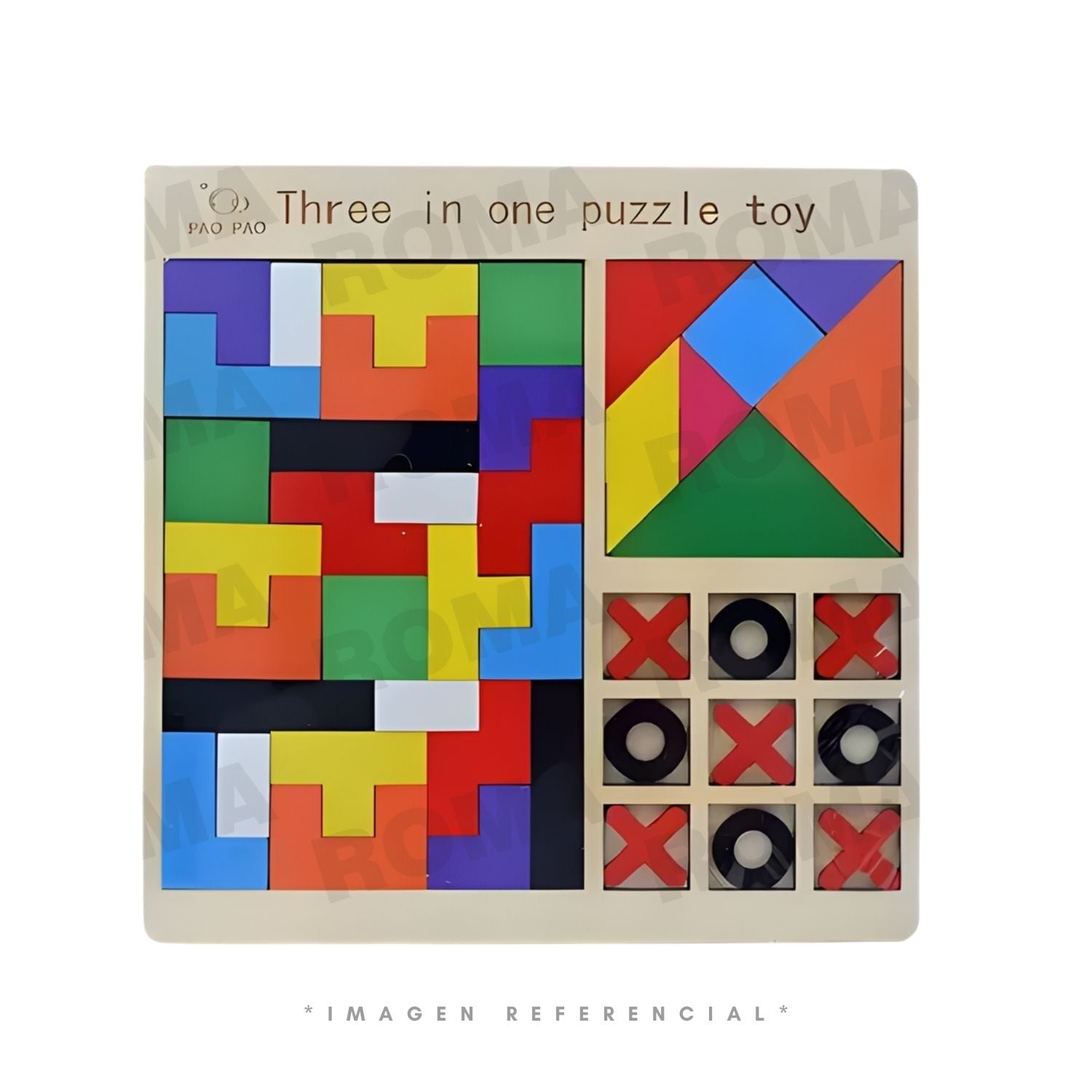 JUEGO 3 EN 1 TRES EN RAYA CON TANGRAM Y TETRIS - 1