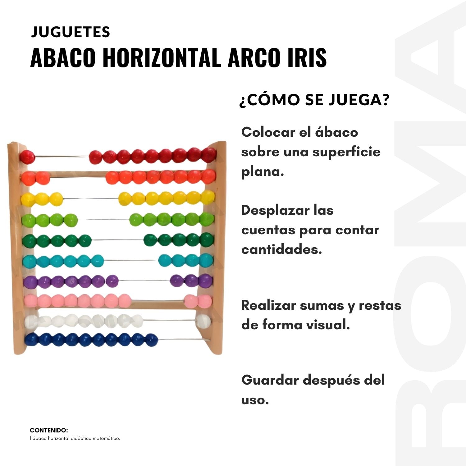 ABACO HORIZONTAL ARCO IRIS - JUEGO DIDÁCTICO - 3