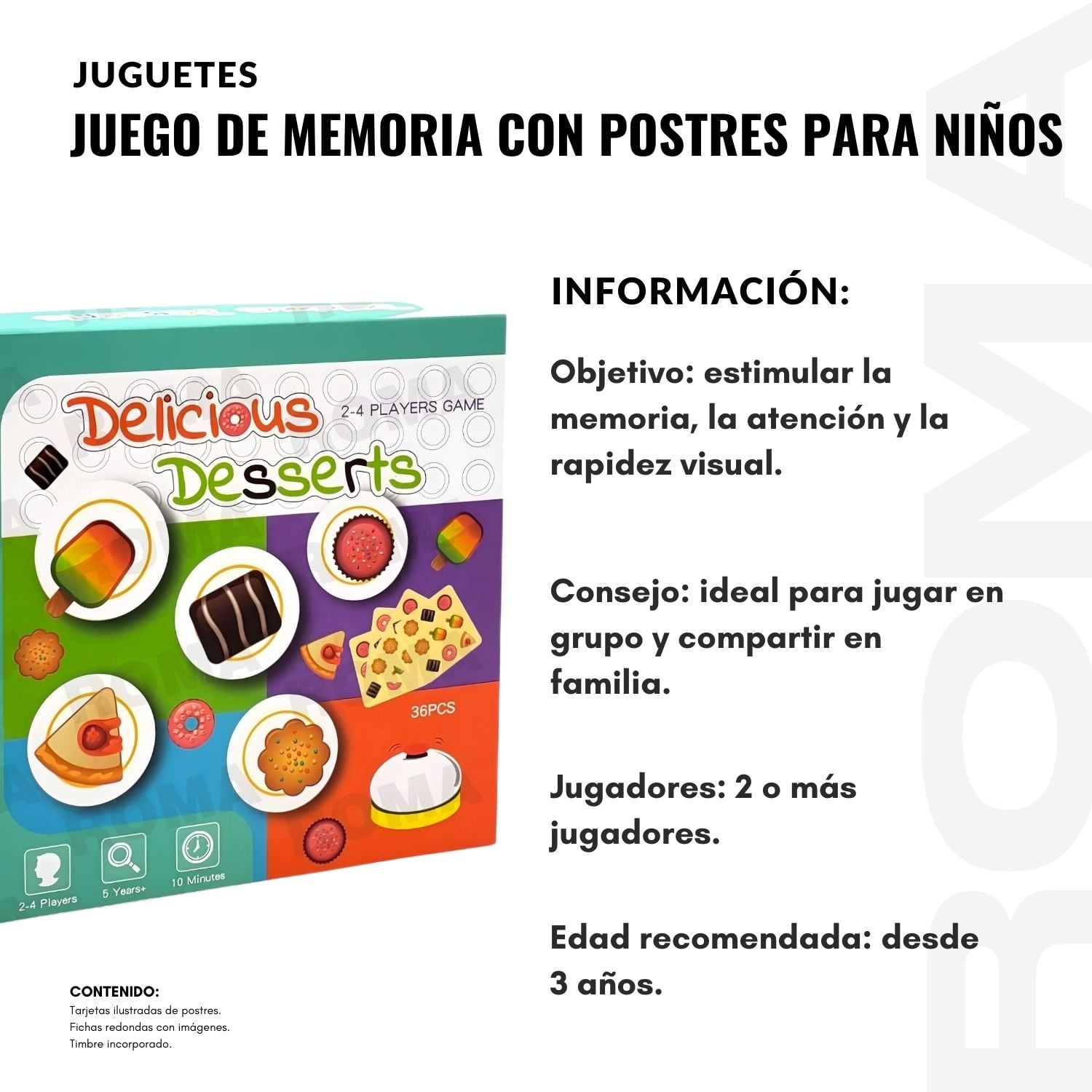 JUEGO DE MEMORIA CON POSTRES PARA NIÑOS - 2