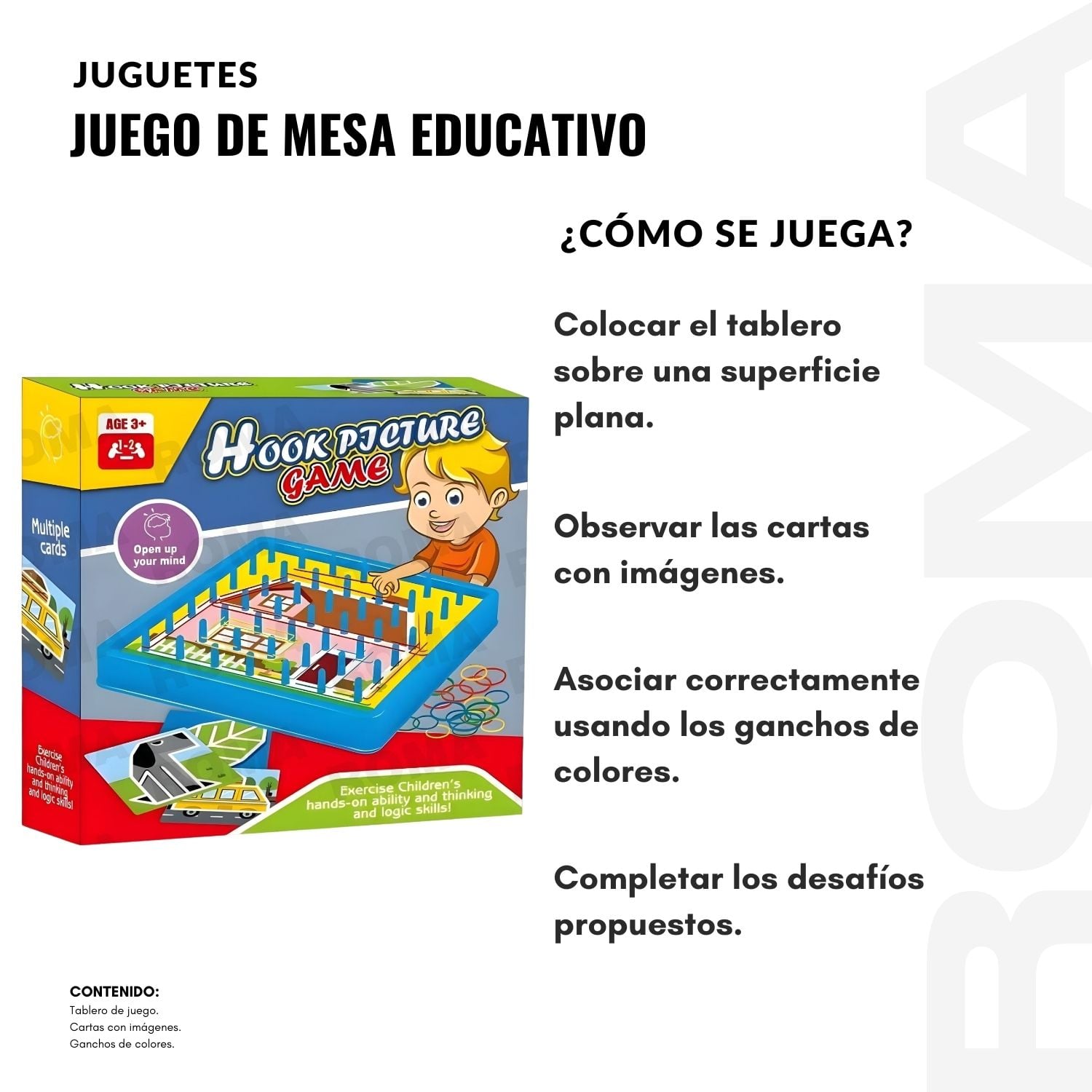 JUEGO DE MESA EDUCATIVO DE LOGICA CON LIGAS - 3