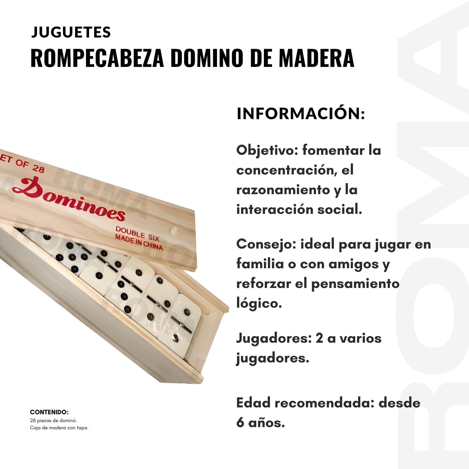 ROMPECABEZA DOMINO DE MADERA GRANDE - JUEGO DIDÁCTICO - 2