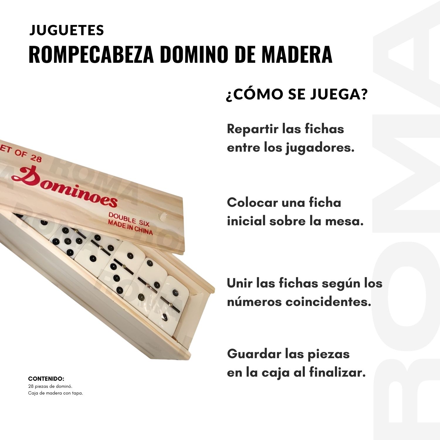 ROMPECABEZA DOMINO DE MADERA GRANDE - JUEGO DIDÁCTICO - 3