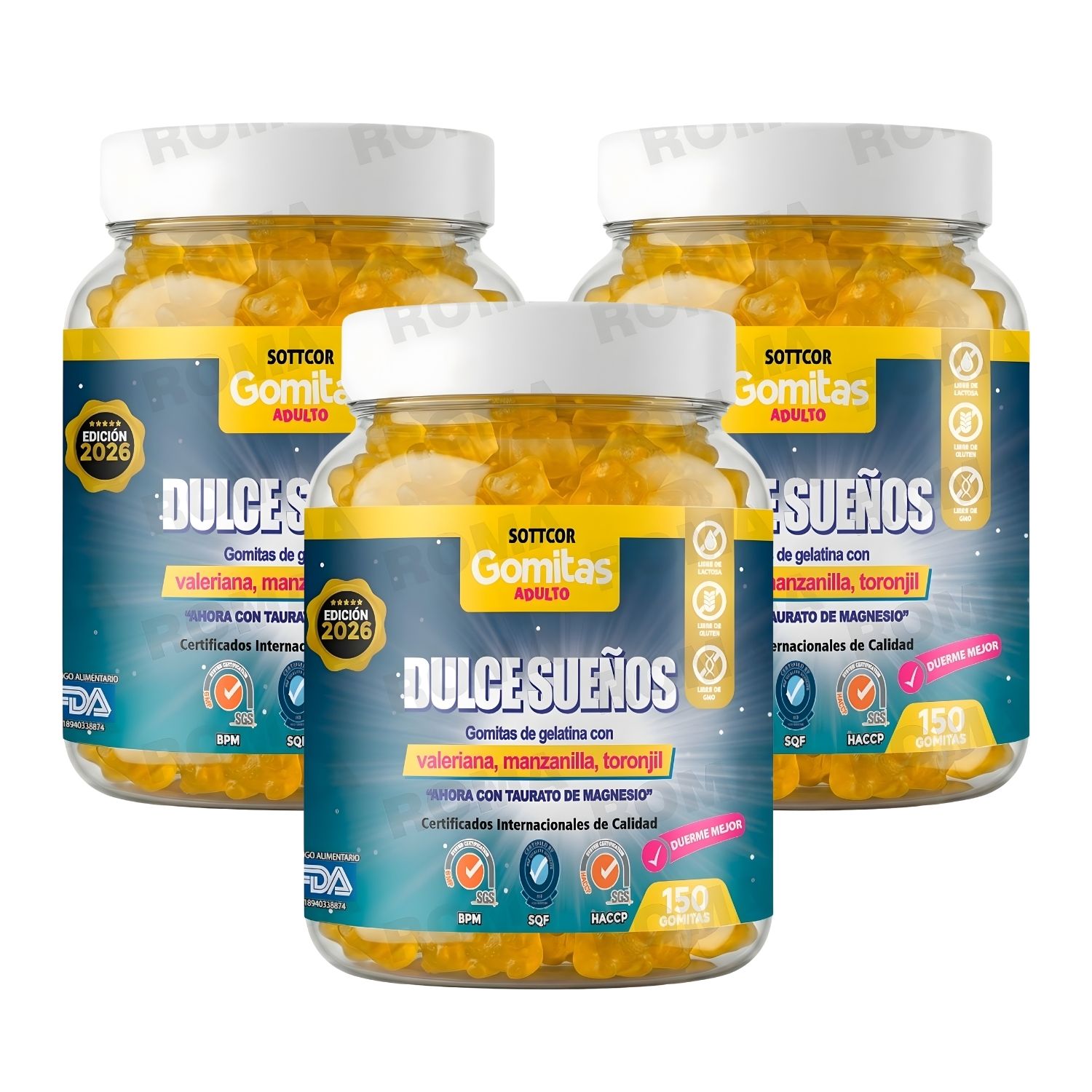 PACK 3 GOMITAS DULCES SUEÑOS PARA ADULTOS SOTTCOR LABS 150 UNIDADES - 1