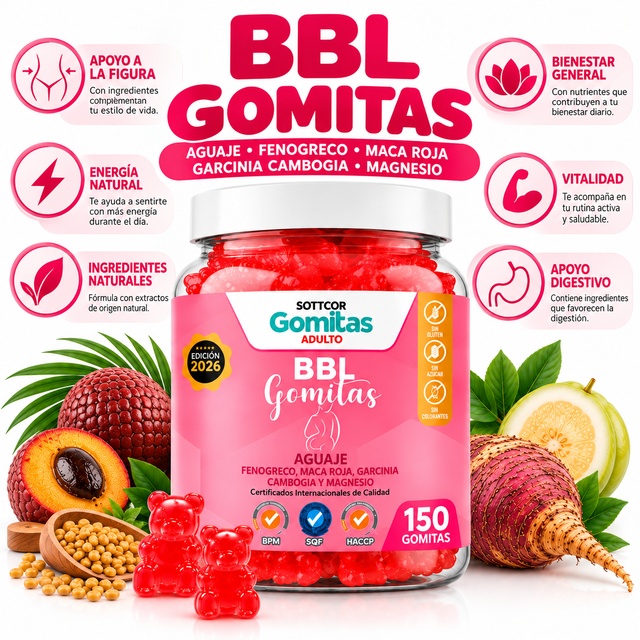 GOMITAS DE AGUAJE BBL ADULTOS SOTTCOR LABS 150 UNIDADES - 3