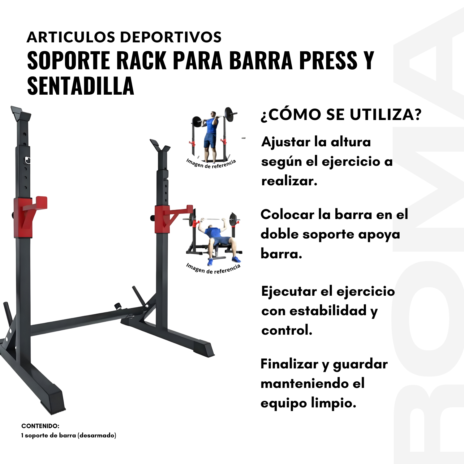SOPORTE RACK PARA BARRA PRESS Y SENTADILLA - 3