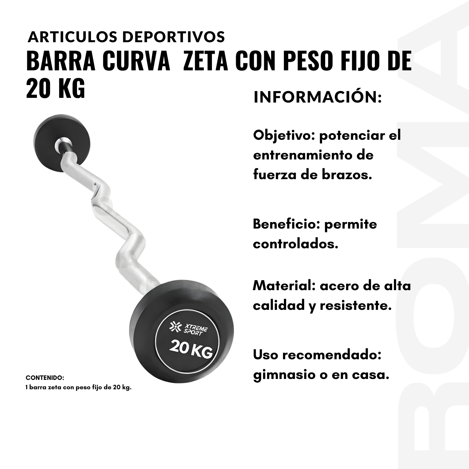 BARRA Z CON PESO FIJO DE 20 KG - 2