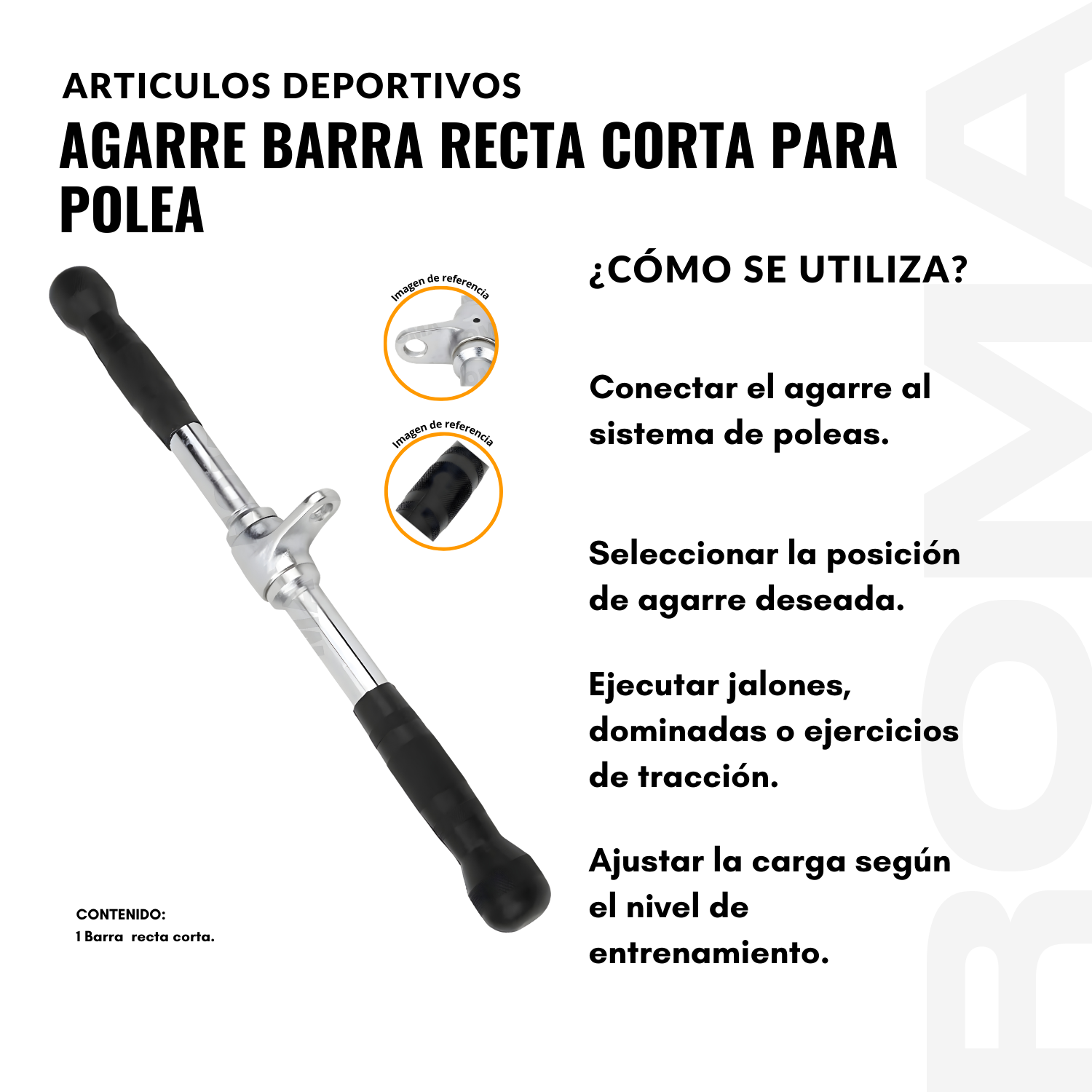 BARRA RECTA CORTA PARA POLEA - 3