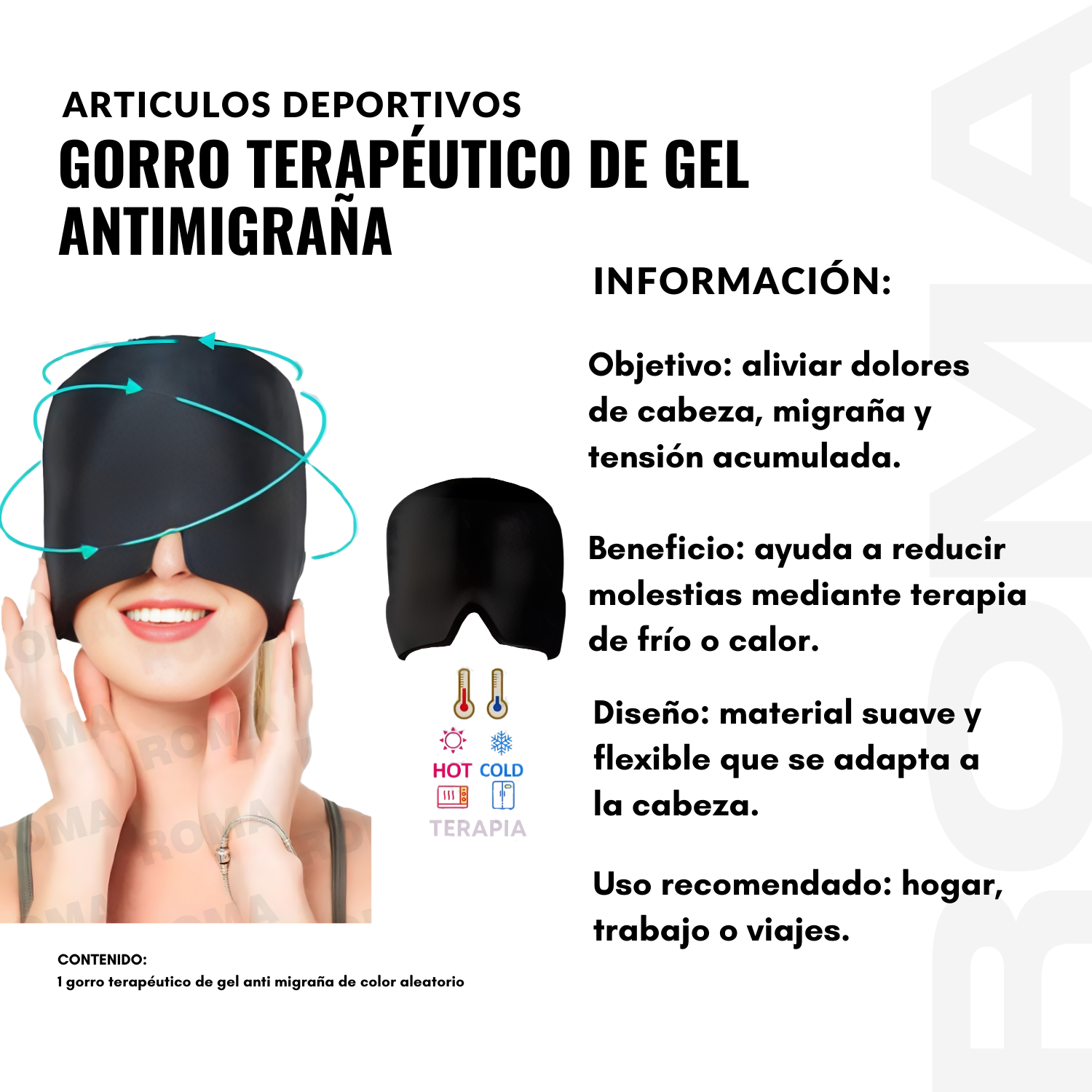 GORRO TERAPÉUTICO DE GEL ANTIMIGRAÑA - 2