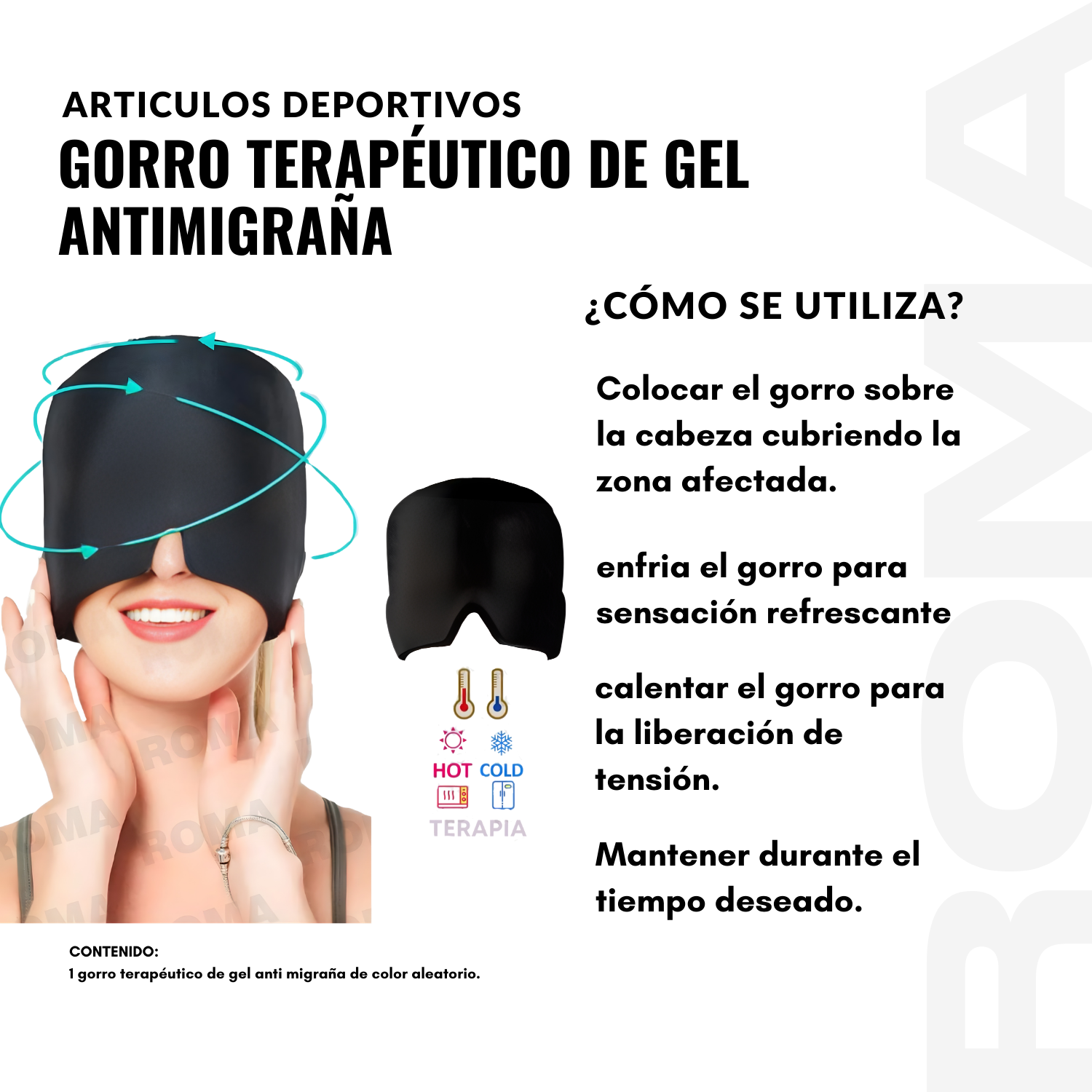 GORRO TERAPÉUTICO DE GEL ANTIMIGRAÑA - 3