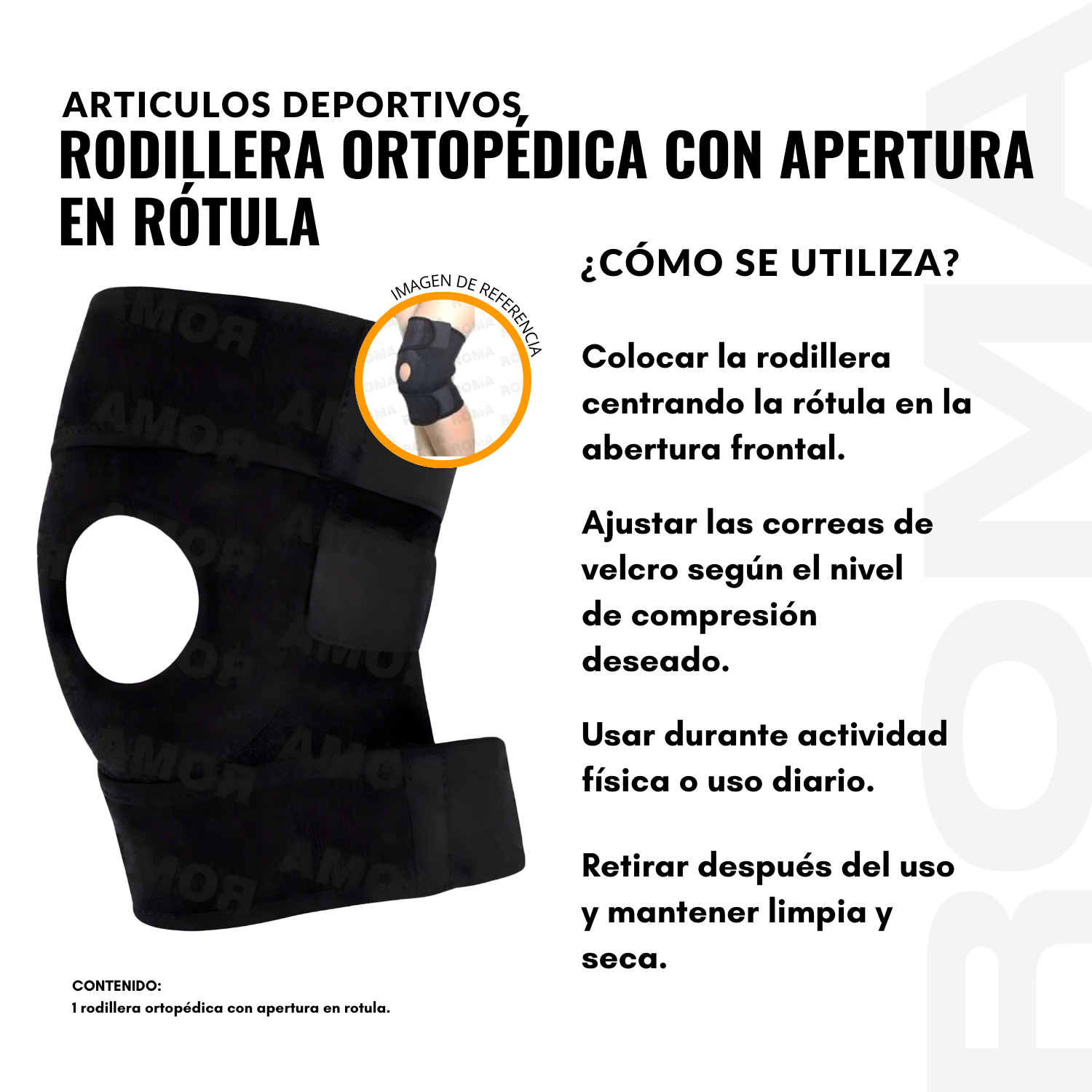RODILLERA ORTOPÉDICA CON APERTURA EN ROTULA - 3