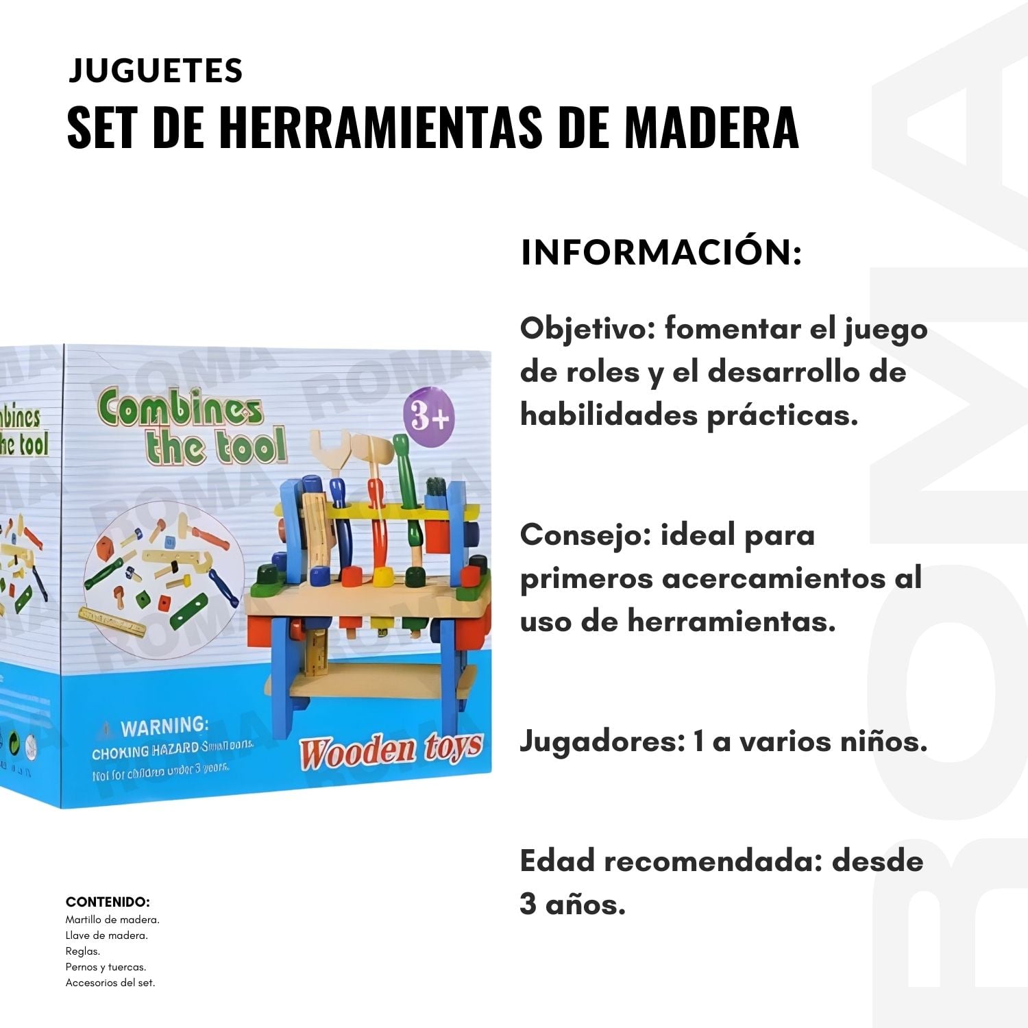 SET DE HERRAMIENTAS DE MADERA EN MALETA - 2