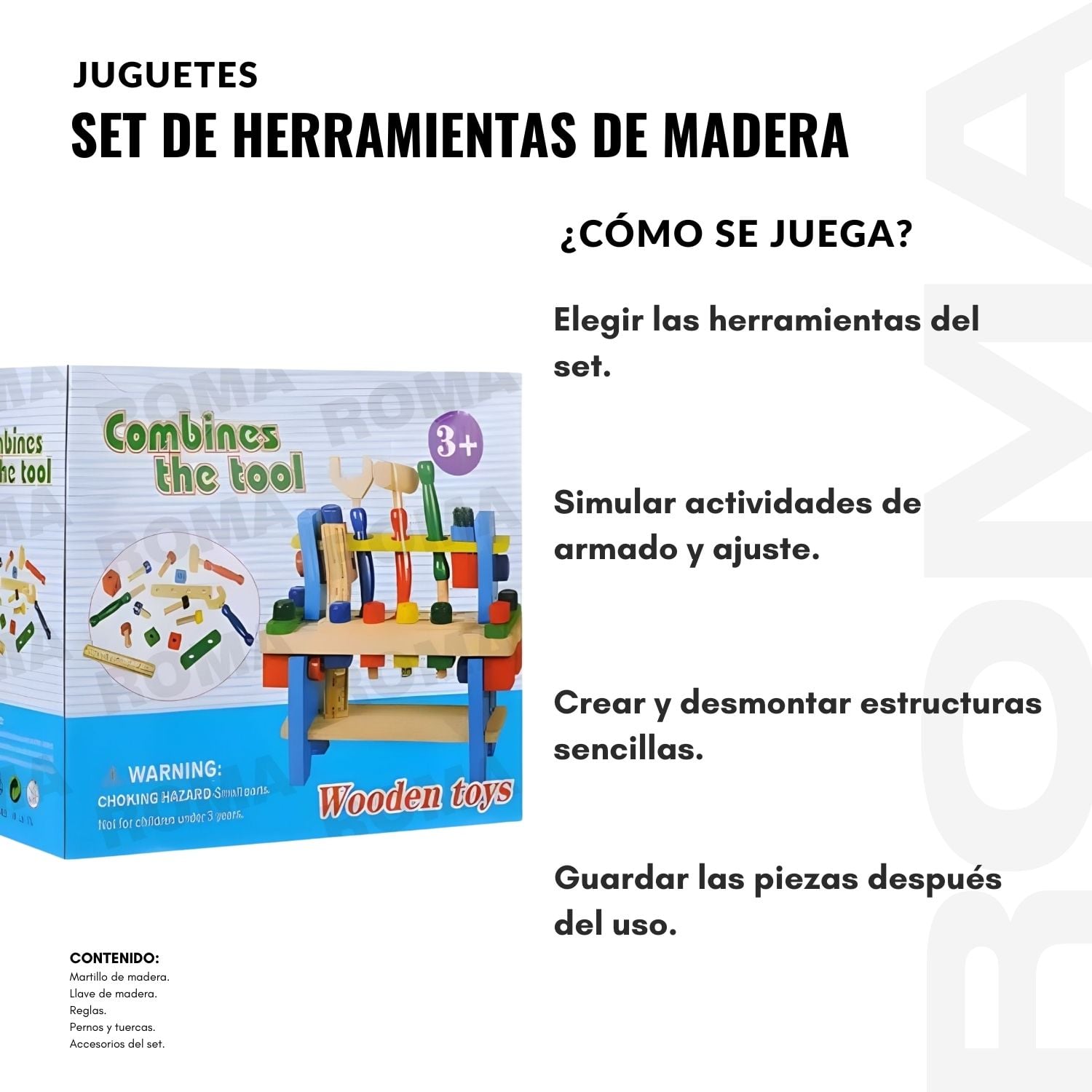SET DE HERRAMIENTAS DE MADERA EN MALETA - 3