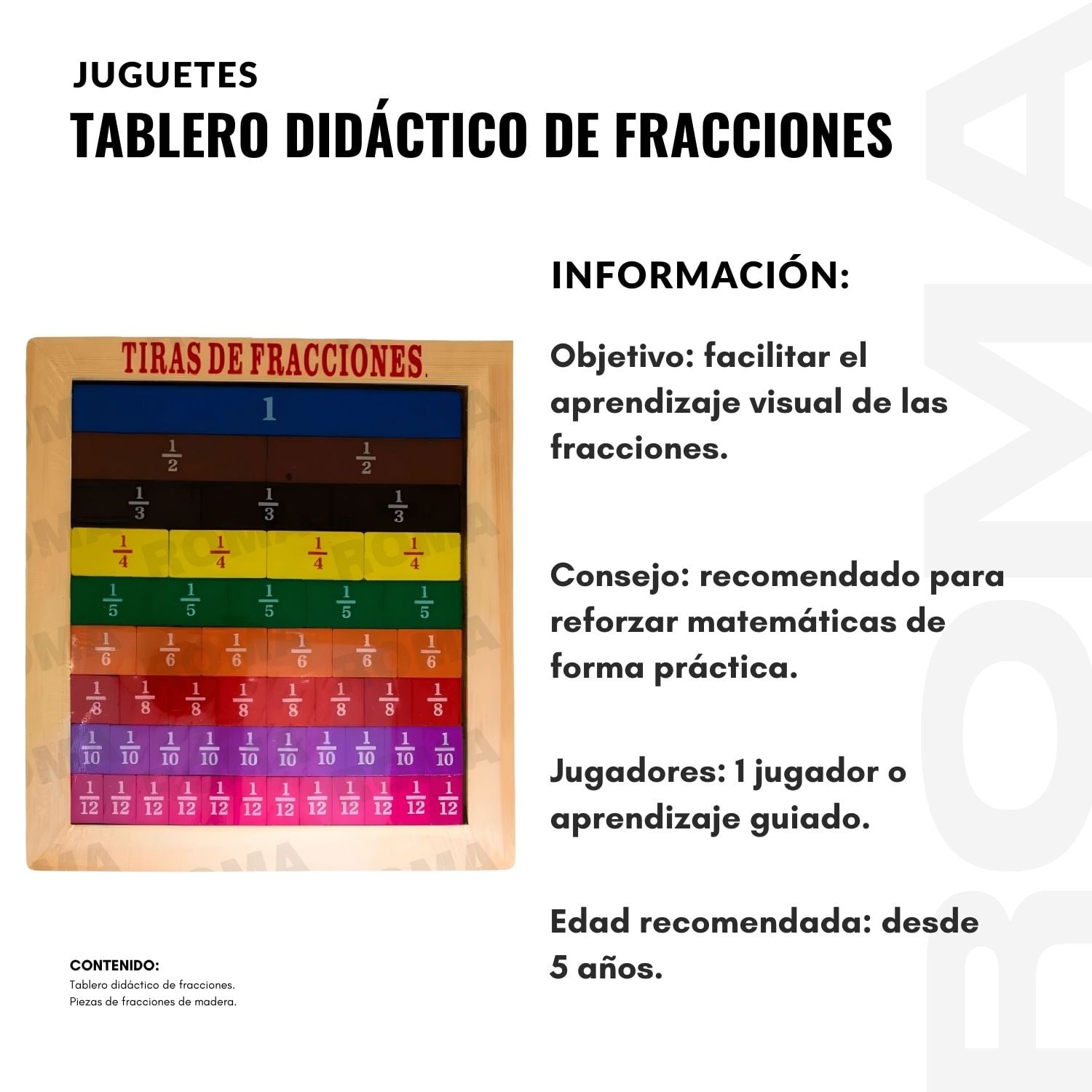TABLERO DIDÁCTICO DE FRACCIONES - JUEGO DIDÁCTICO - 2