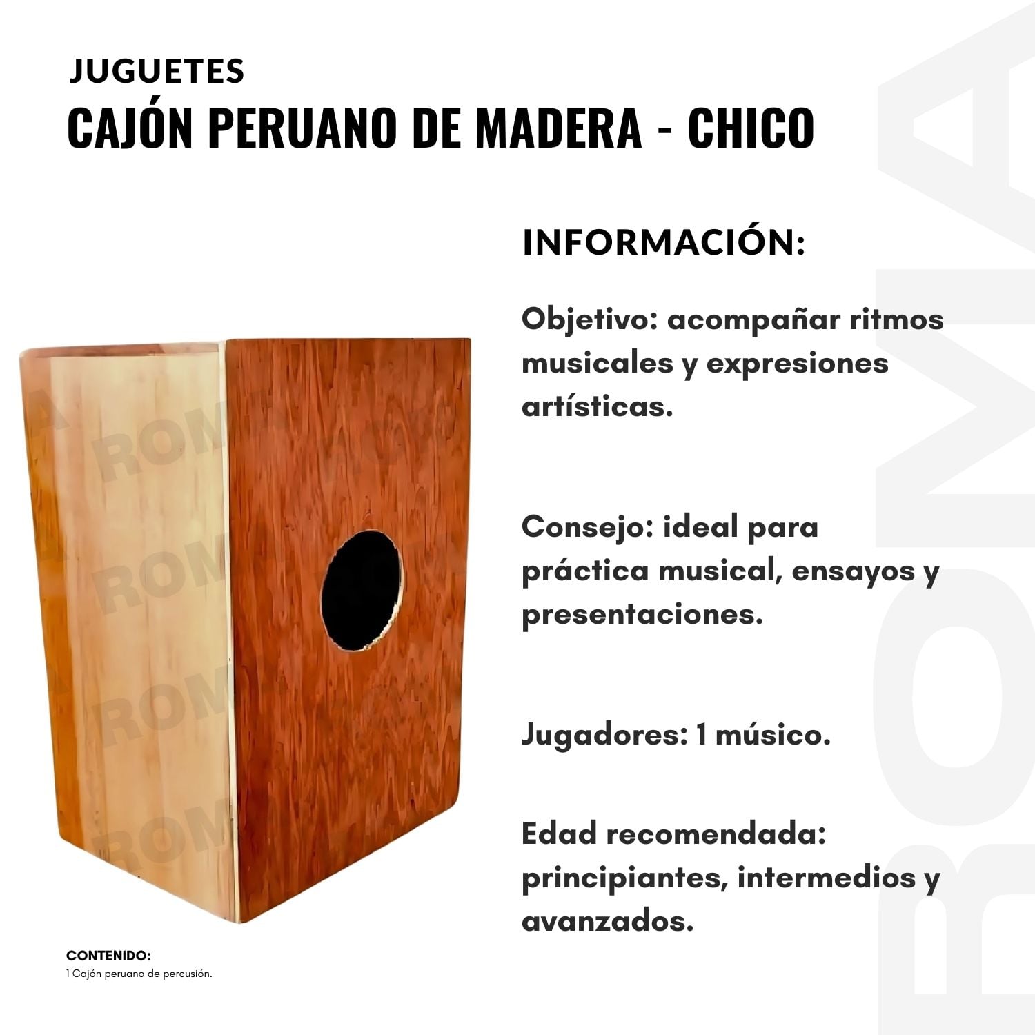 CAJÓN PERUANO DE MADERA CHICO PARA NIÑOS - 2