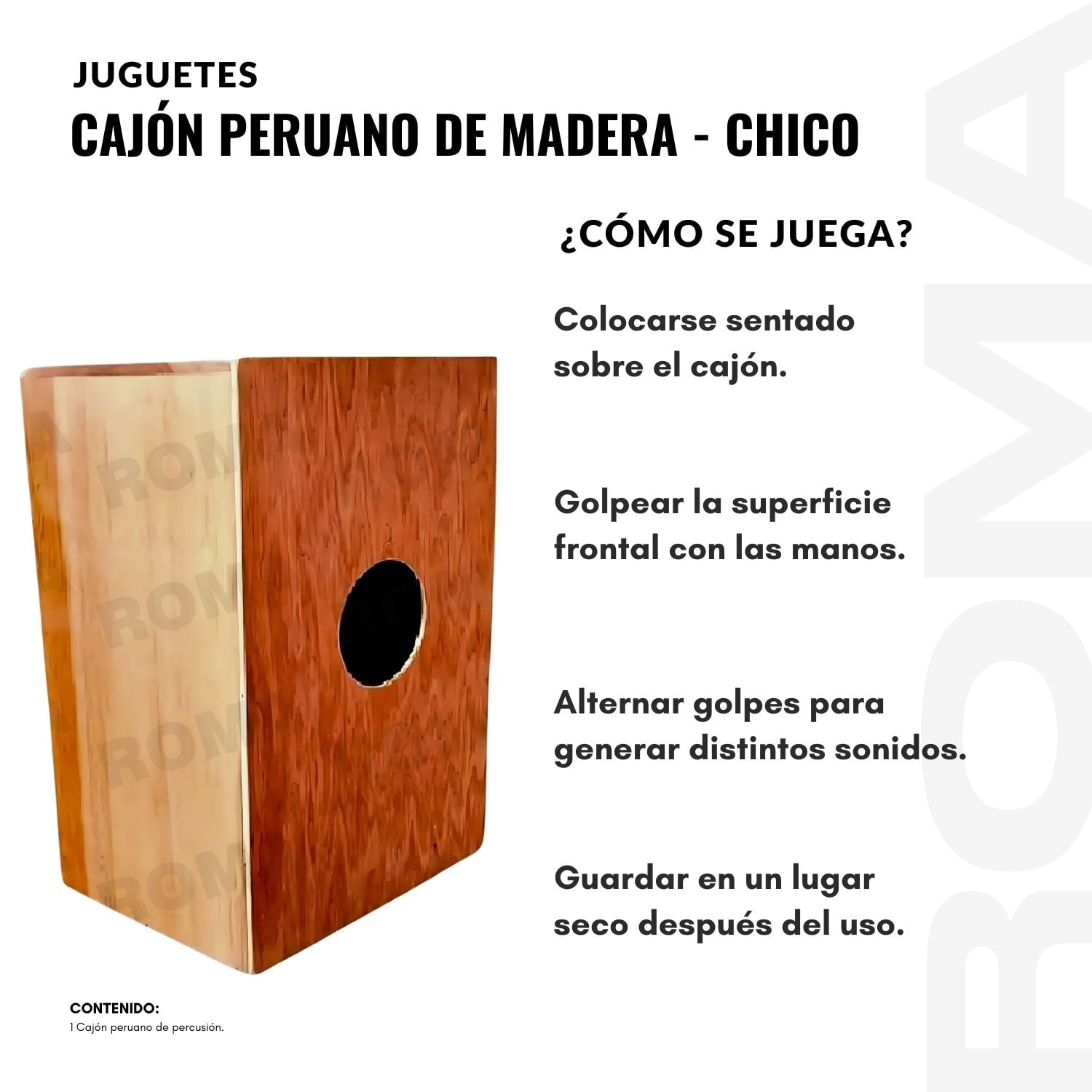 CAJÓN PERUANO DE MADERA CHICO PARA NIÑOS - 3