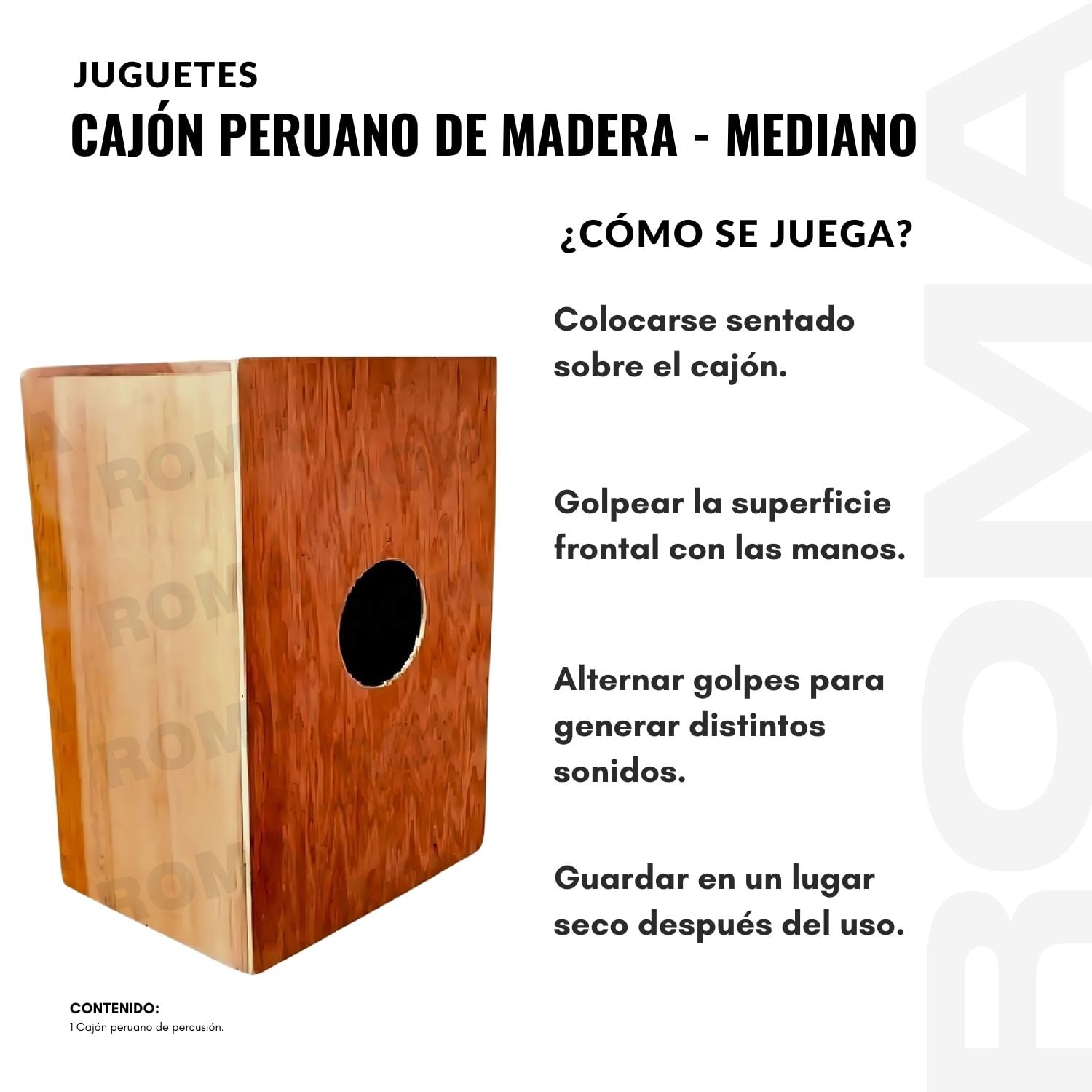 CAJÓN PERUANO DE MADERA MEDIANO PARA NIÑOS - 3