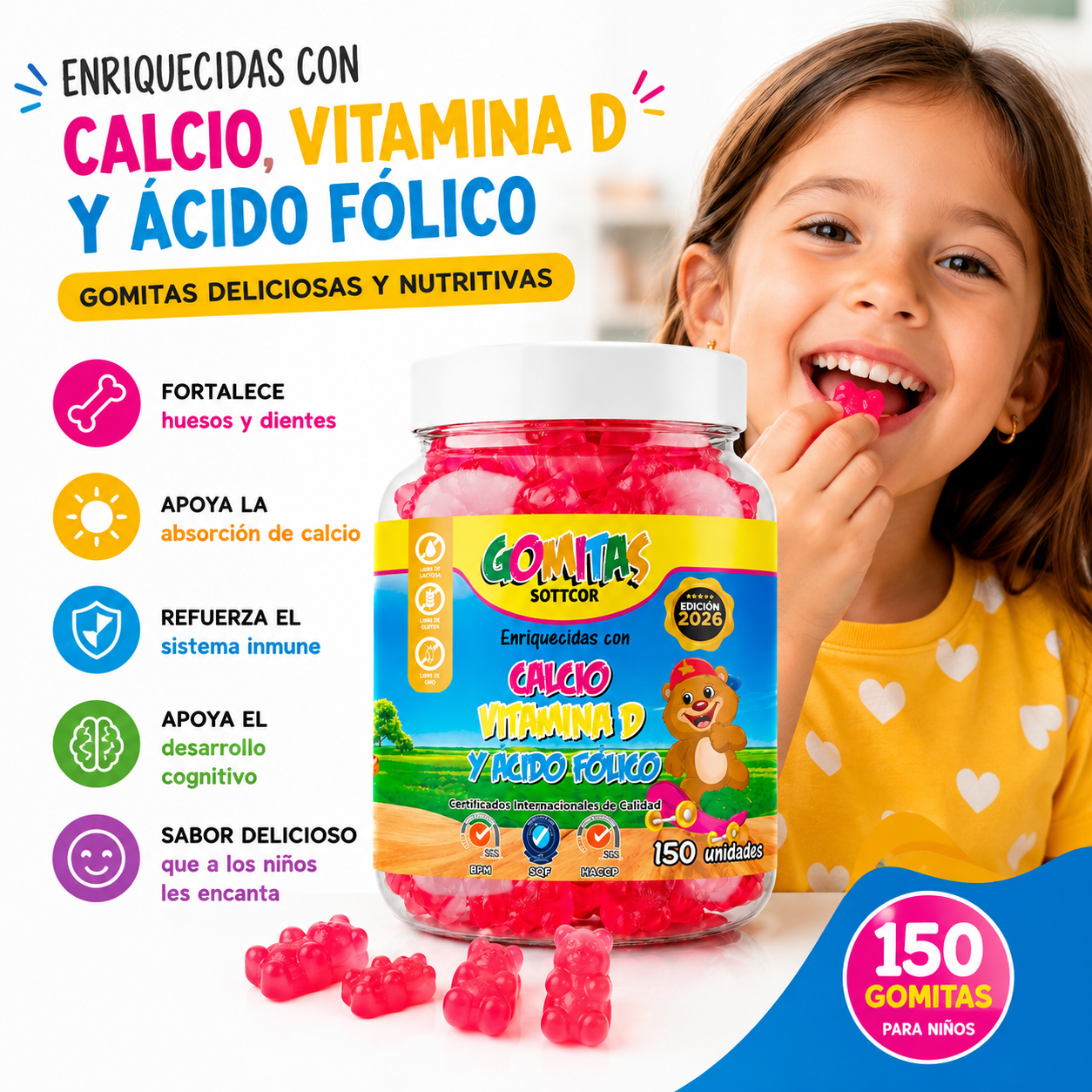 GOMITAS CALCIO NIÑOS 150 GOMITAS SOTTCOR LABS - 2