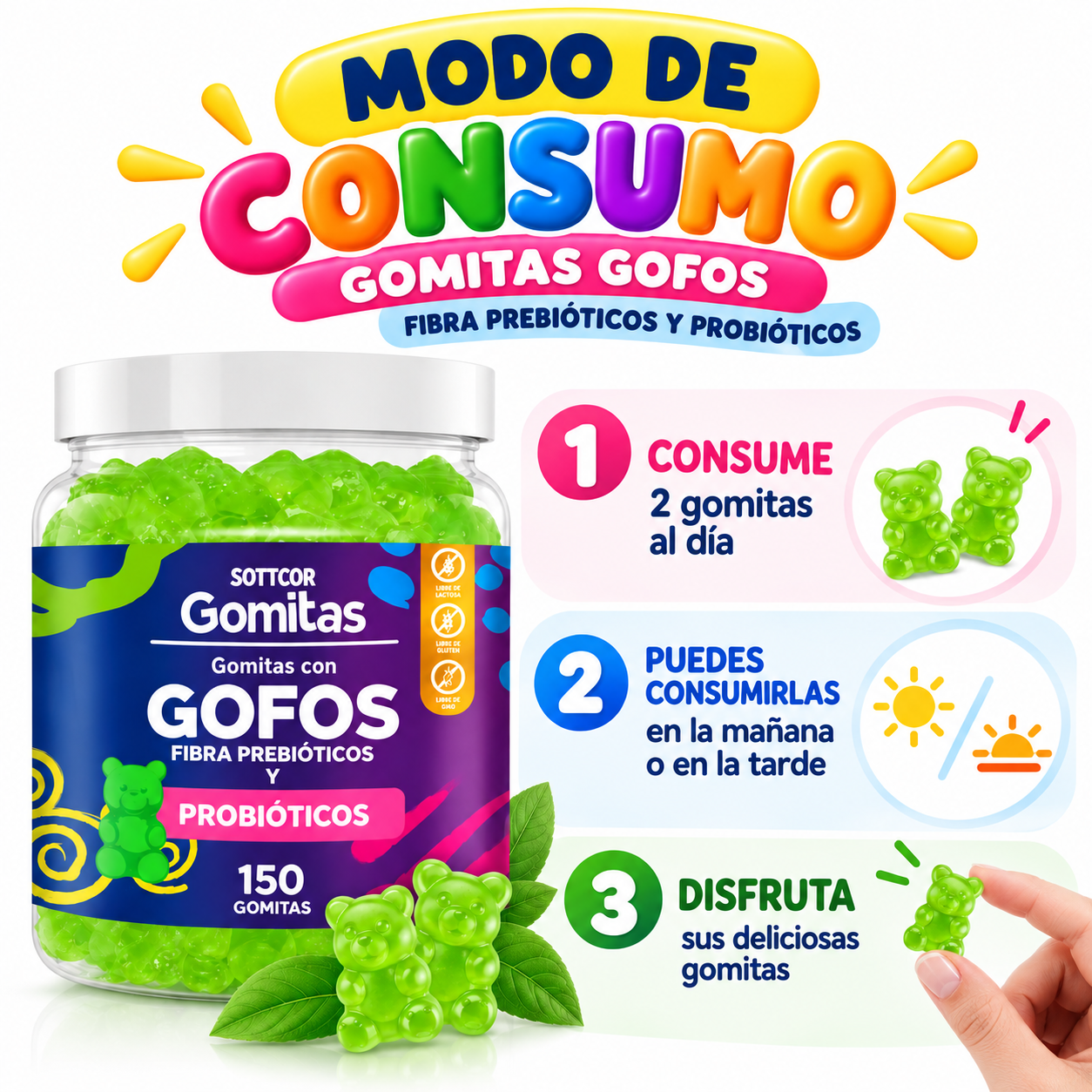 PACK 3 GOMITAS GOFOS NIÑOS 450 GOMITAS SOTTCOR LABS - 4