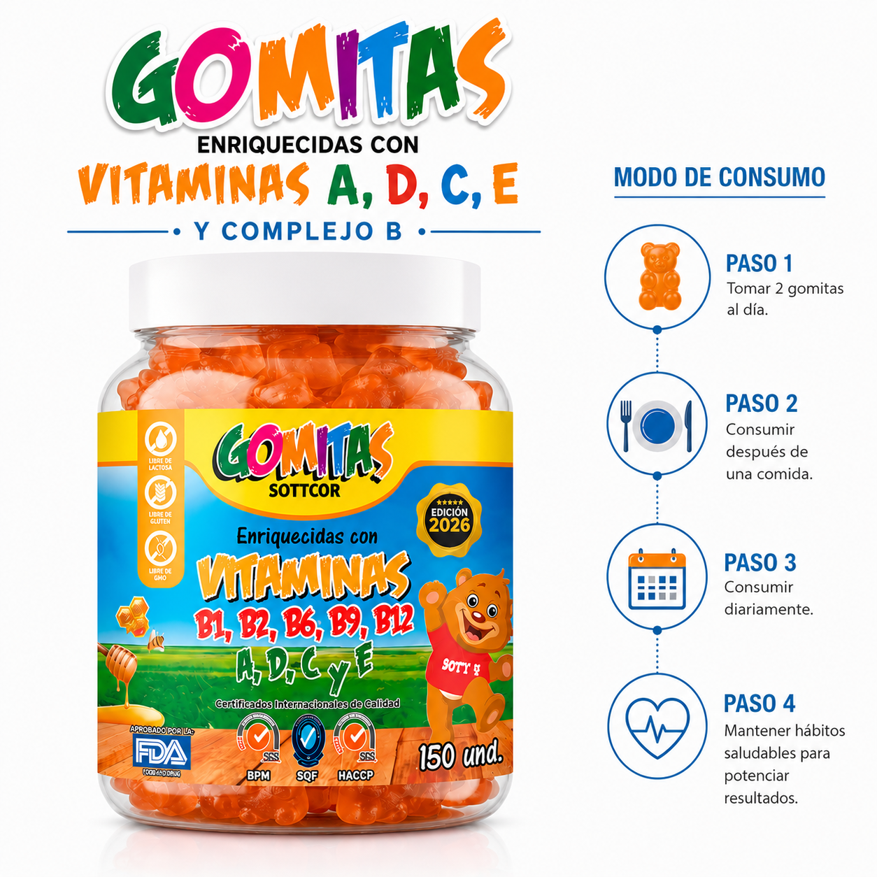 MULTIVITAMINAS NIÑOS 150 UND SOTTCOR LABS - 3