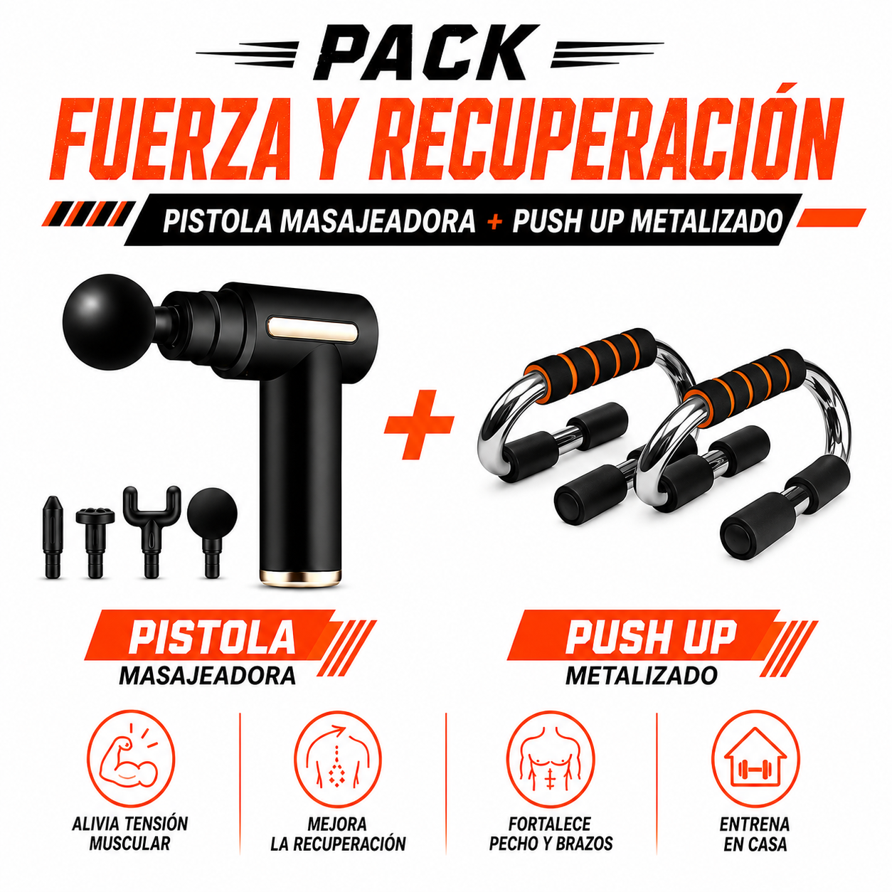 PACK PISTOLA MASAJEADORA 720 Y PUSH UP METALIZADO - 1