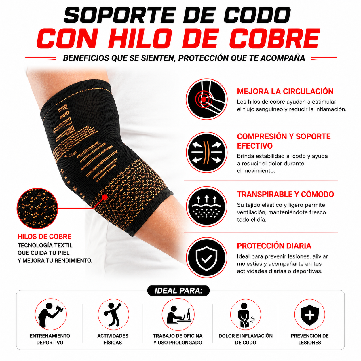PACK PISTOLA MASAJEADORA 720 Y SOPORTE DE CODO CON HILO DE COBRE - 4