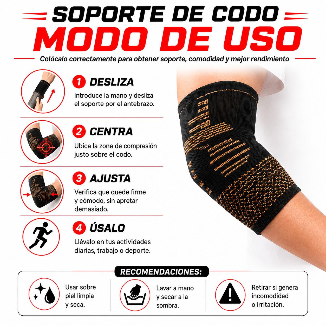 PACK PISTOLA MASAJEADORA 720 Y SOPORTE DE CODO CON HILO DE COBRE - 5