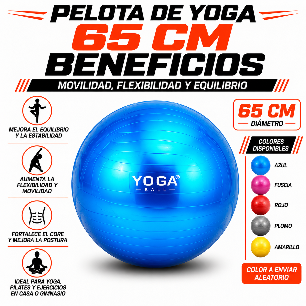 PACK PISTOLA MASAJEADORA 720 Y PELOTA PARA YOGA 65CM - 4