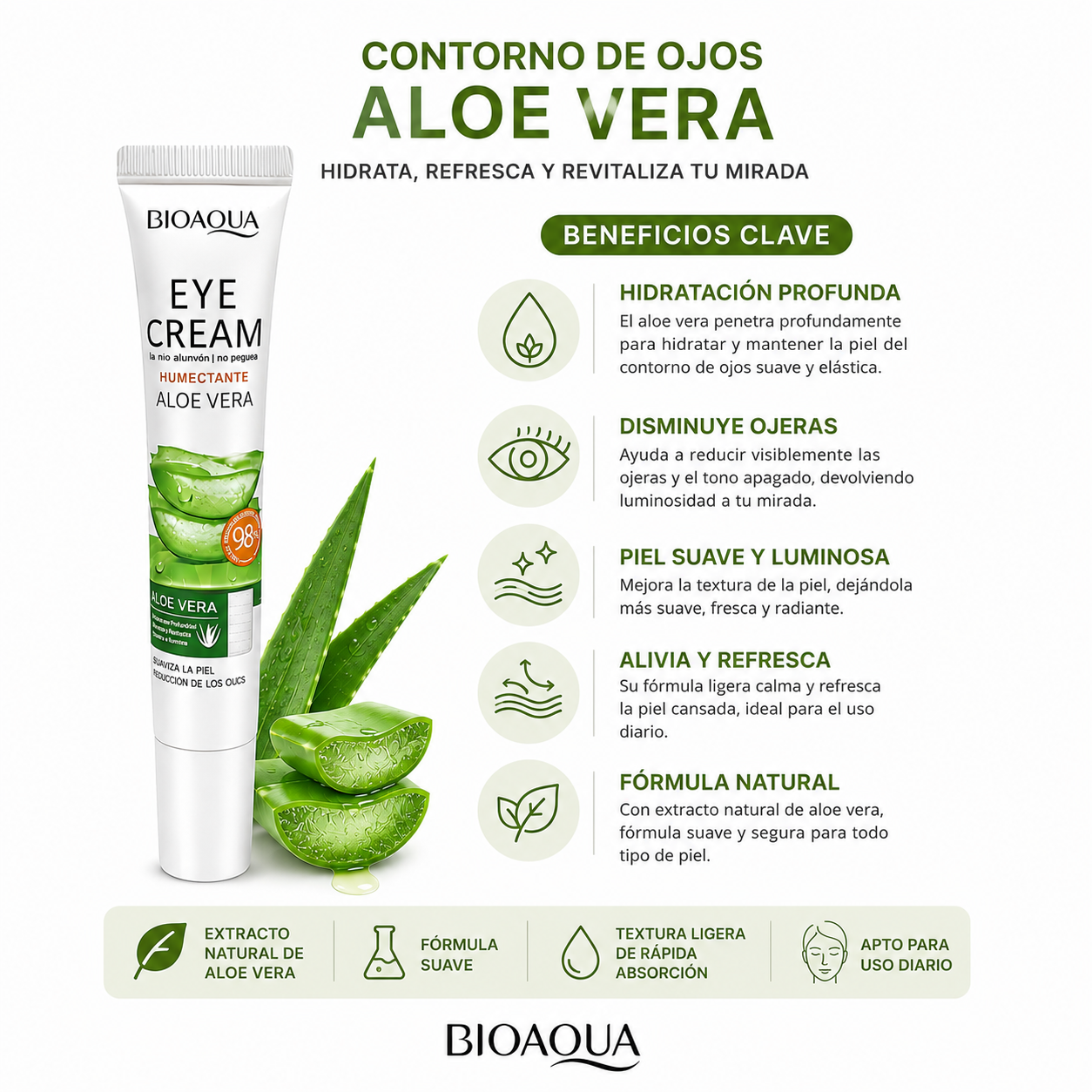 PACK 3 CONTORNO DE OJOS ALOE VERA 20G BIOAQUA - 2