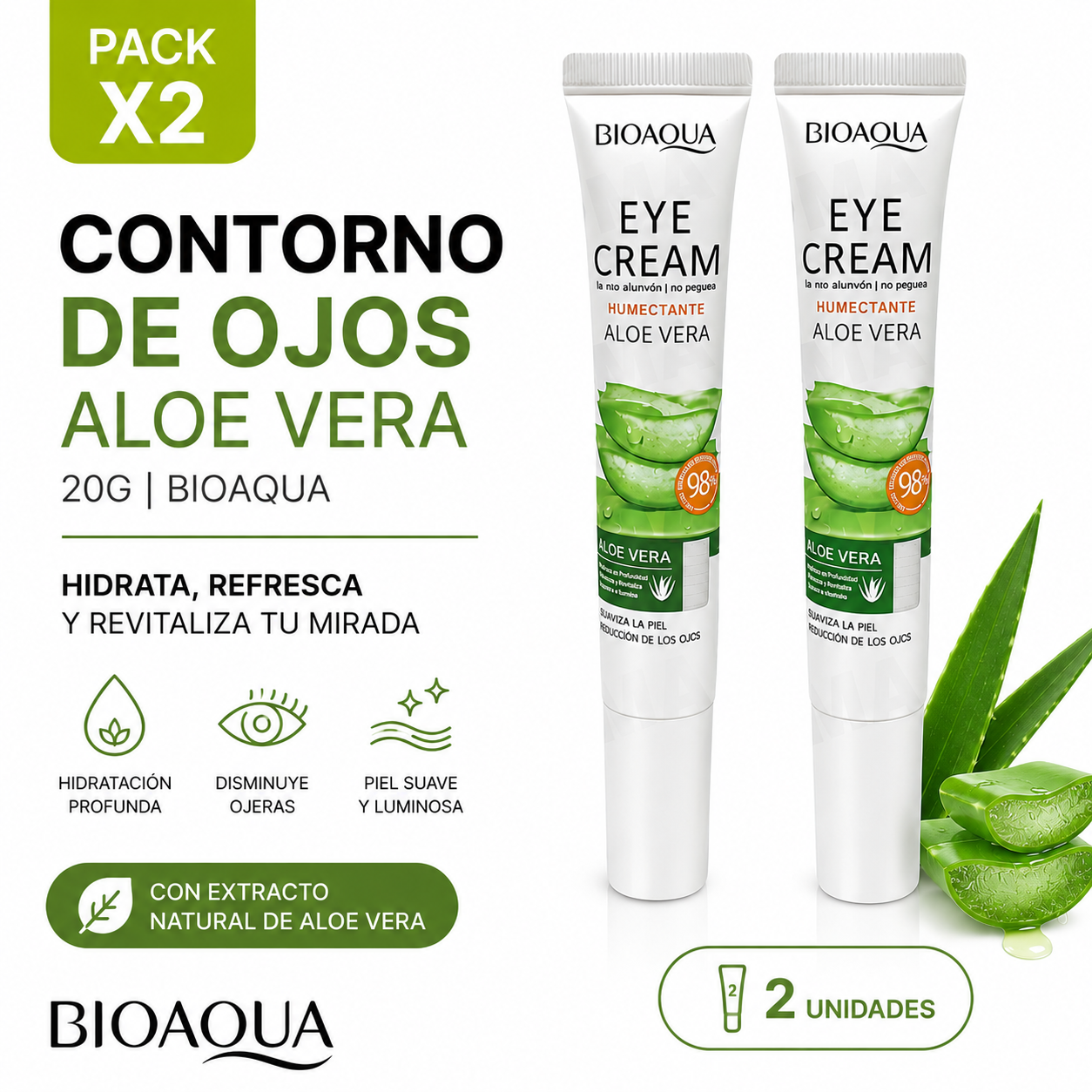PACK 2 CONTORNO DE OJOS ALOE VERA 20G BIOAQUA - 1