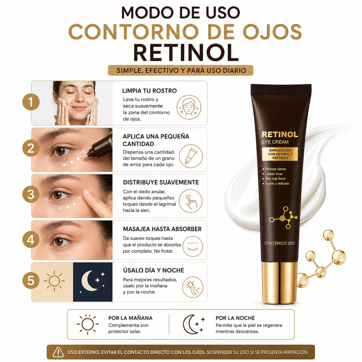 CONTORNO DE OJOS RETINOL 20G BIOAQUA - 3
