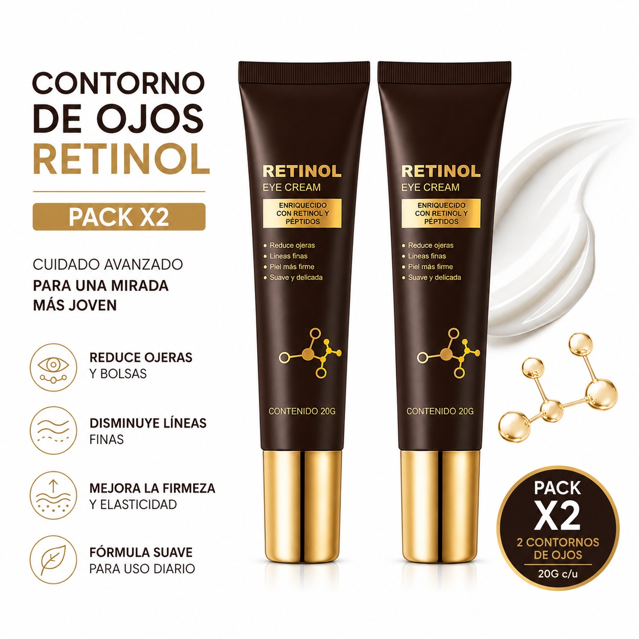 PACK 2 CONTORNO DE OJOS RETINOL 20G BIOAQUA - 1