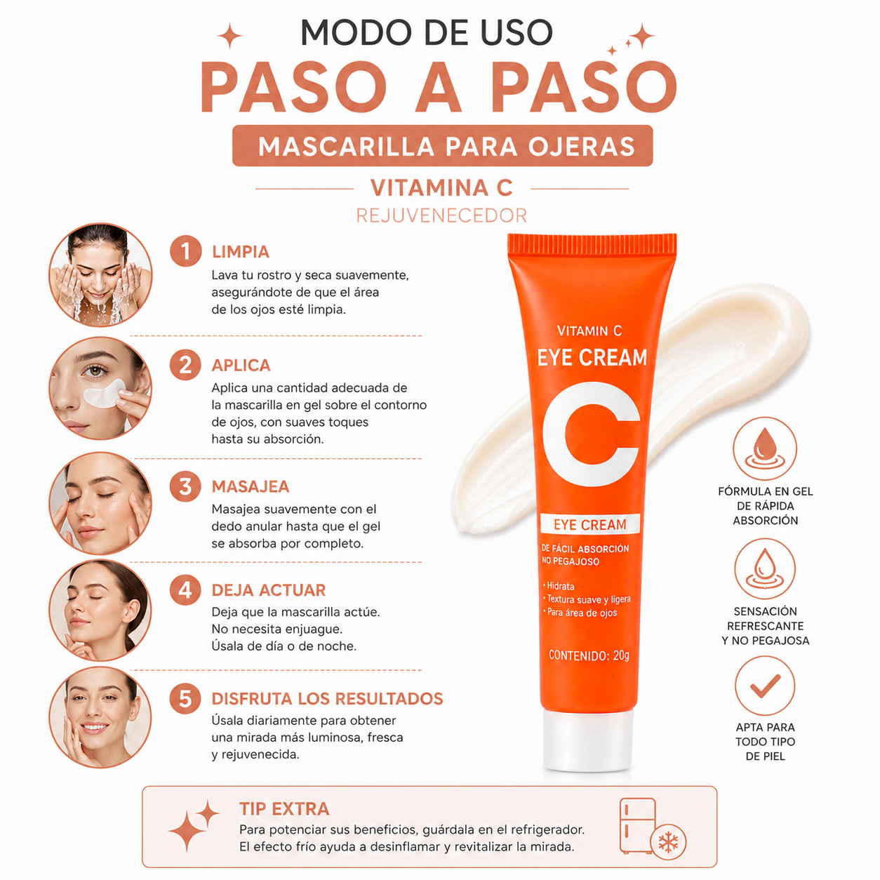 CONTORNO DE OJOS VITAMINA C 20G BIOAQUA - 3
