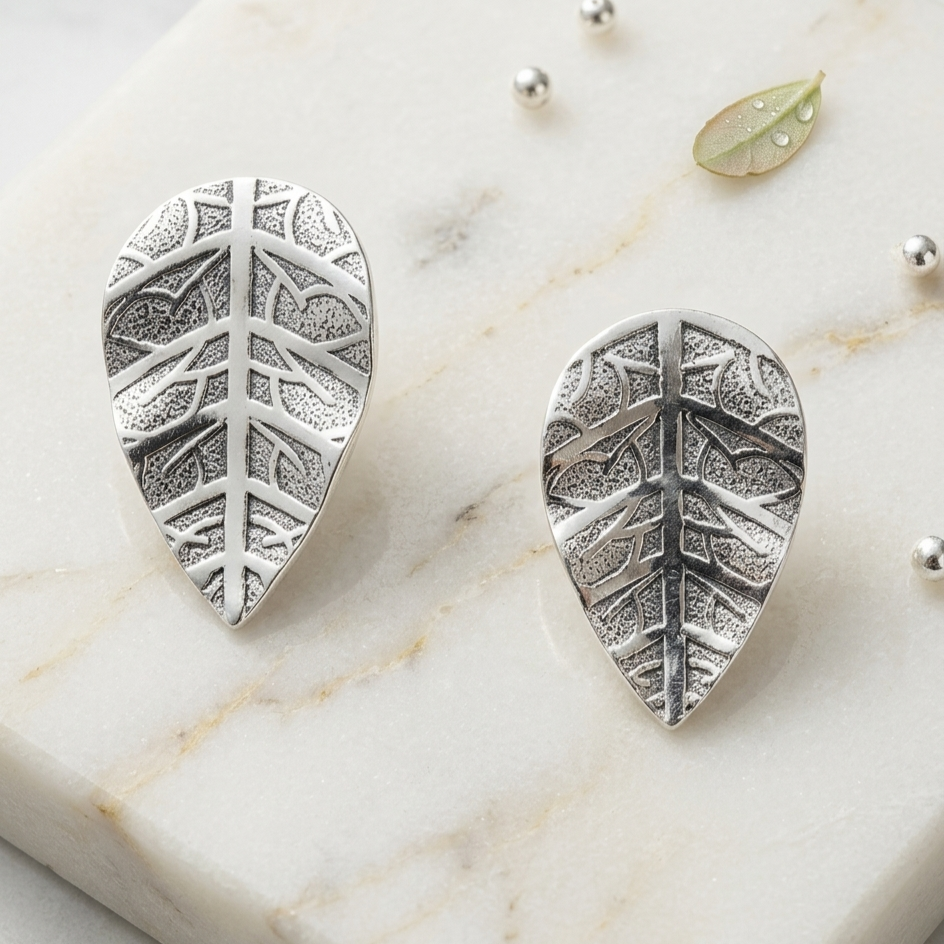 ARETE DE PLATA HOJA MEDIANA CON DISEÑO - 3