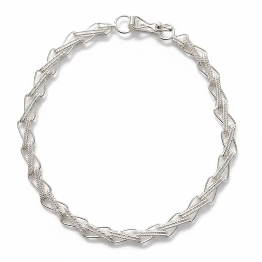 PULSERA DE PLATA TIPO ESLABON CON DISEÑO 19CM - 1